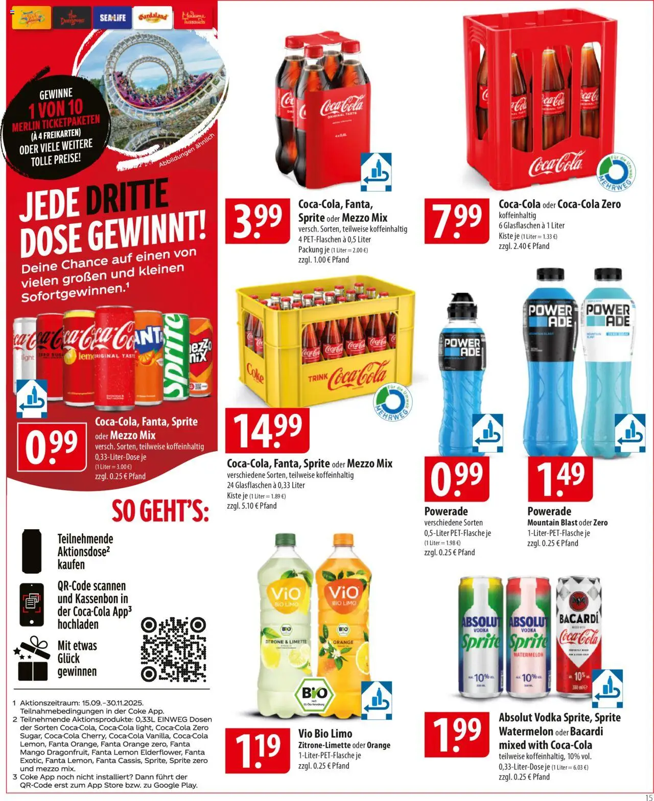 Famila Prospekt 	 – gültig ab 13.10.2025 | Seite: 15 | Produkte: Mezzo mix, Fanta, Limette, Vodka
