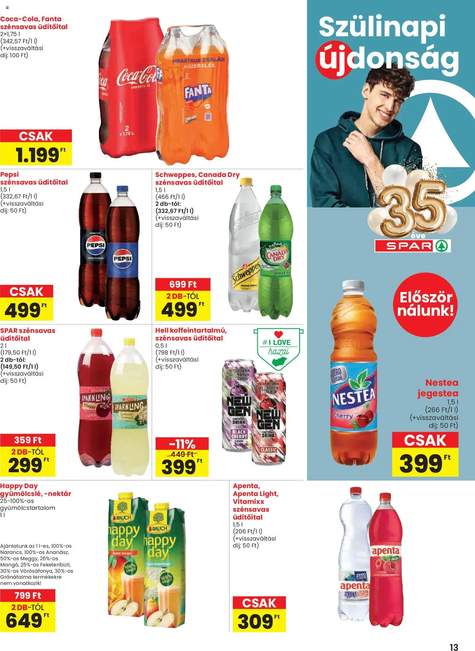 Spar akciós ujság - amely érvényes a következő dátumtól: 08.01.2026 | Oldal: 13 | Termékek: Pepsi, Fanta, Gránátalma, Cukor