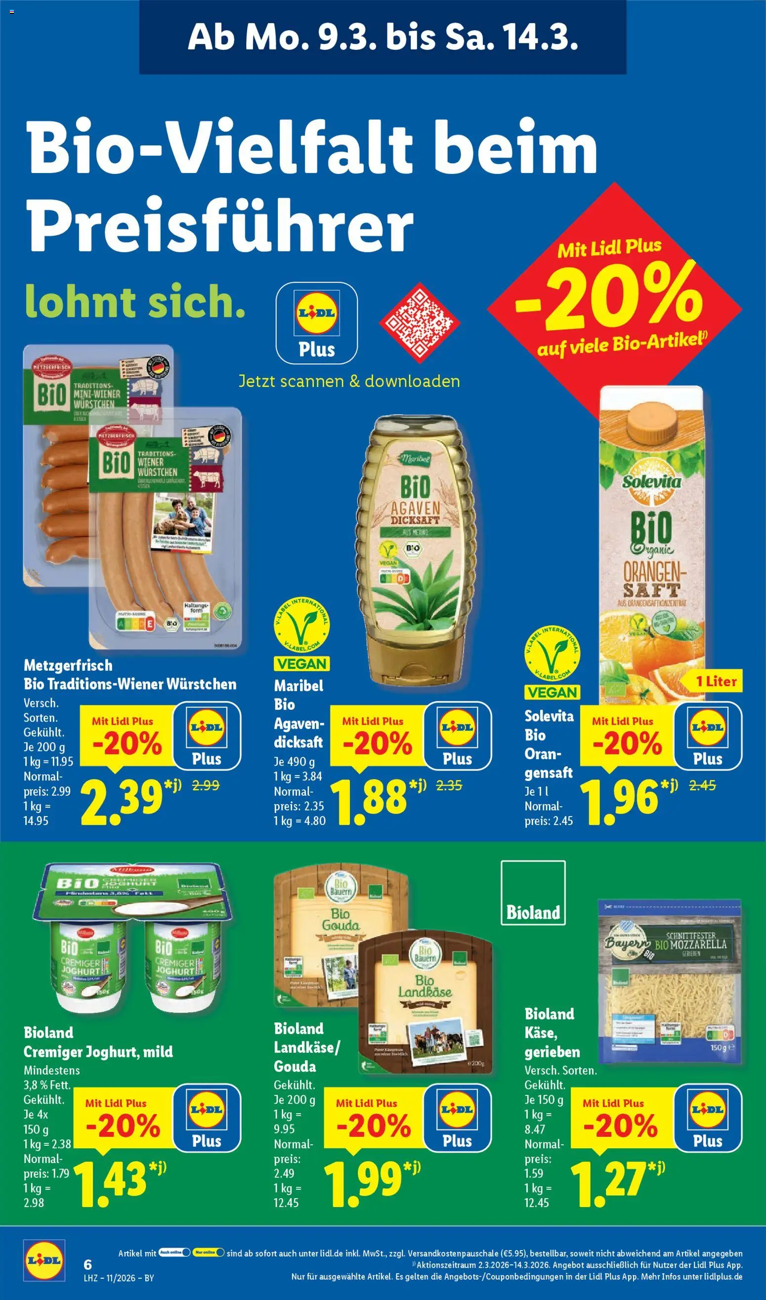 Lidl Prospekt München – gültig ab 09.03.2026 | Seite: 14 | Produkte: Joghurt, Gouda, Orangen, Saft