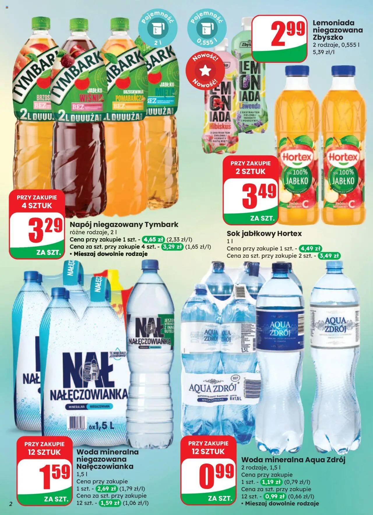 Dino Gazetka od 06.08.2025 | Strona: 2 | Produkty: Brzoskwinia, Sok jabłkowy, Sok, Woda