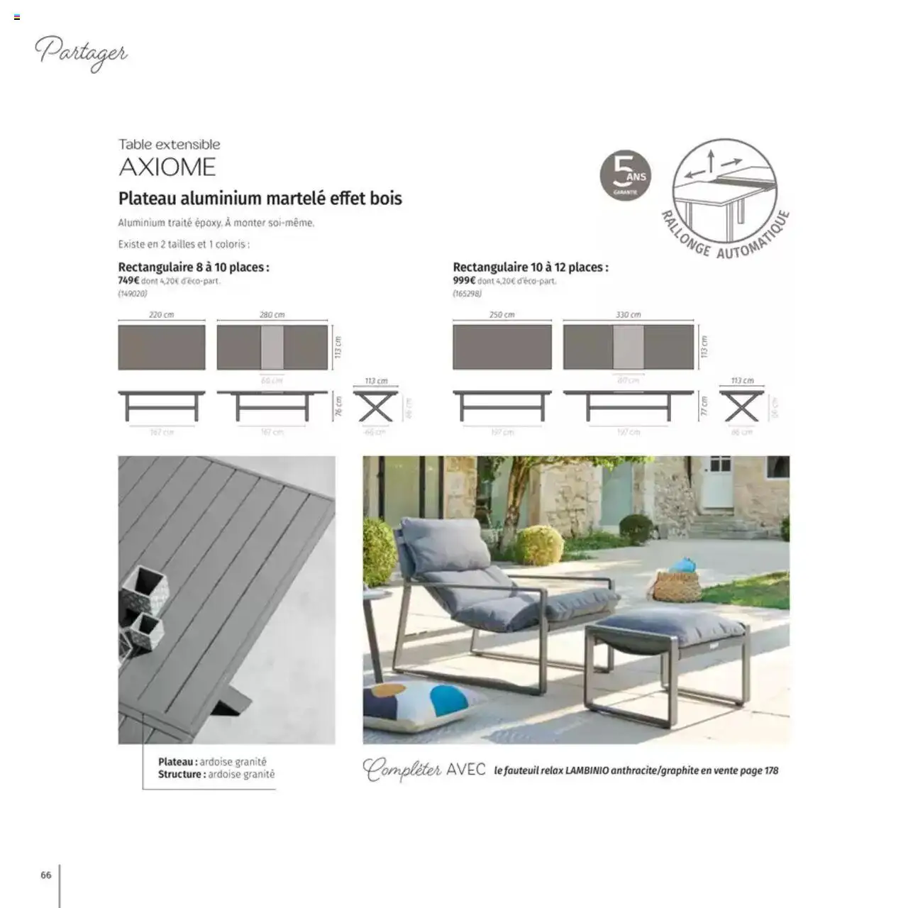  | Page: 66 | Produits: Plateau, Table extensible, Fauteuil, Table