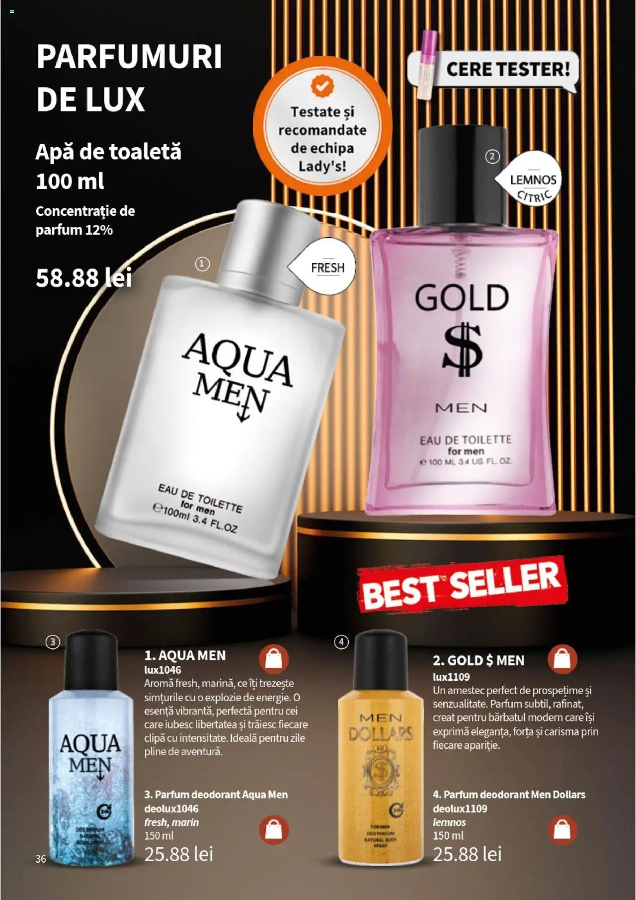 Noul catalog Lady’s – valabil de la 25.09.2025 | Pagină: 38 | Produse: Toaletă, Parfum, Apă de toaletă, Deodorant