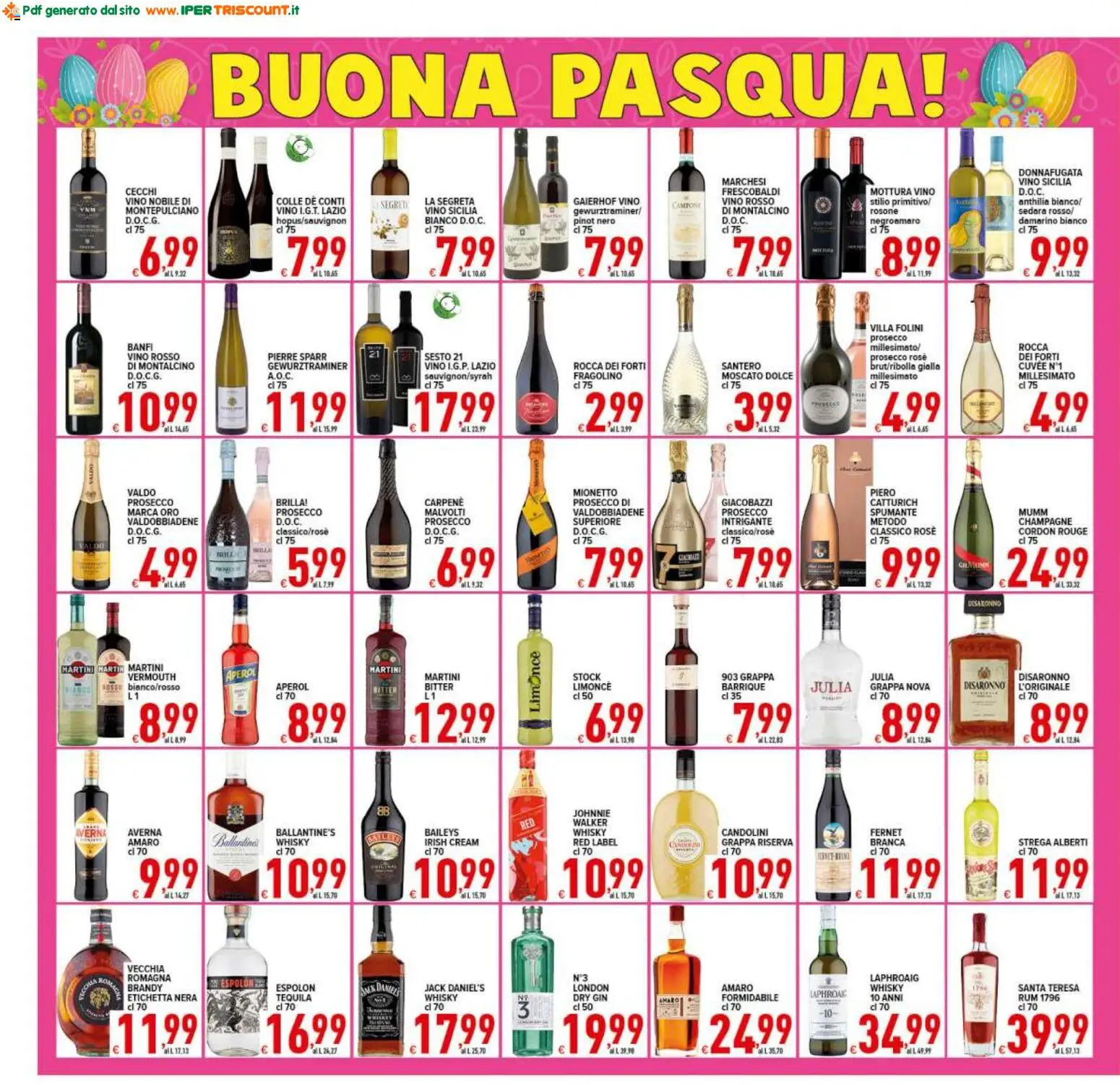 Volantino Ipertriscount del 27.03.2026 | Pagina: 4 | Prodotti: Gin, Prosecco, Whisky, Tequila