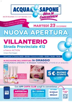 Anteprima del volantino Acqua e Sapone Nuova Apertura - Villanterio catalogo valido a partire dal 23.12.2025