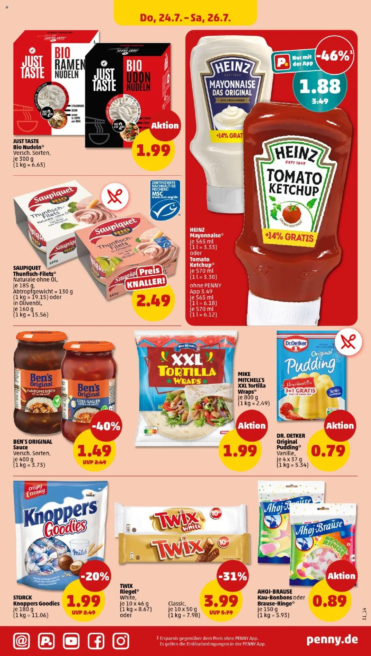 Penny - Baden-Württemberg - gültig ab dem 21.07.2025 | Seite: 31 | Produkte: Milch, Thunfisch, Gemüse, Ketchup