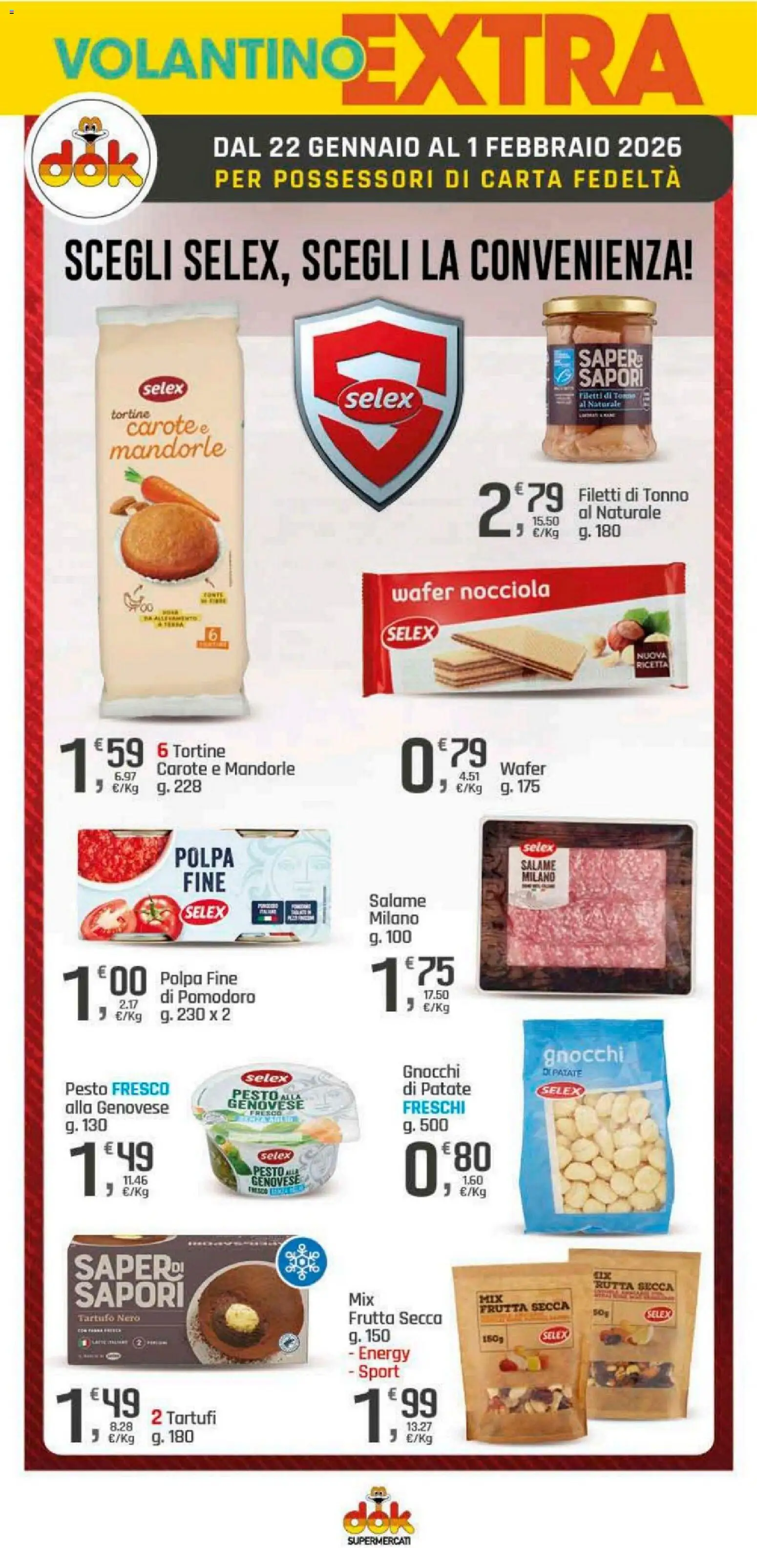 Volantino DOK del 22.01.2026 | Pagina: 14 | Prodotti: Pomodoro, Carote, Mandorle, Gnocchi