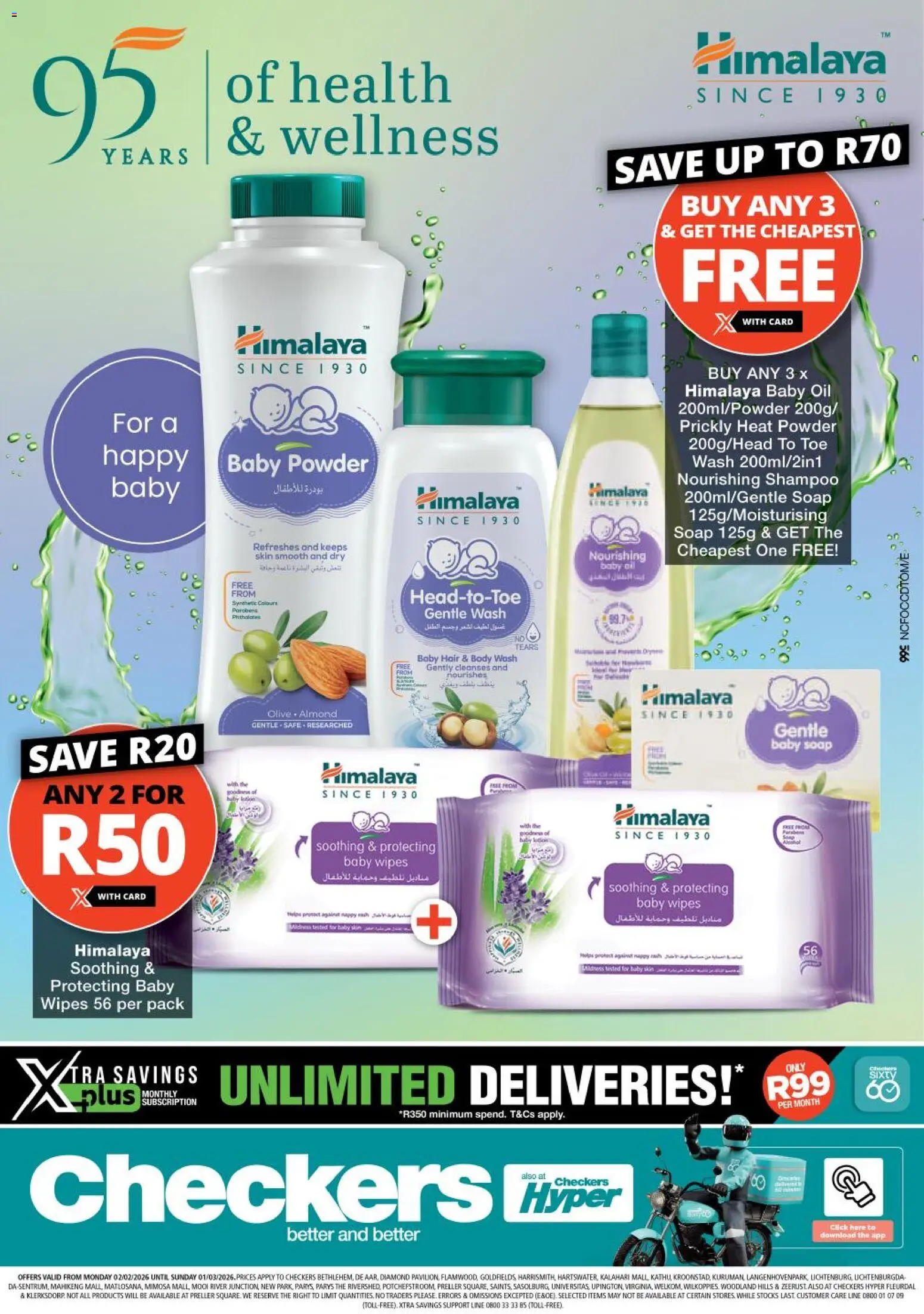 New Checkers catalogue – valid from 02.02.2026 | Page: 1 | Products: Oil, Powder, Shampoo, Soap