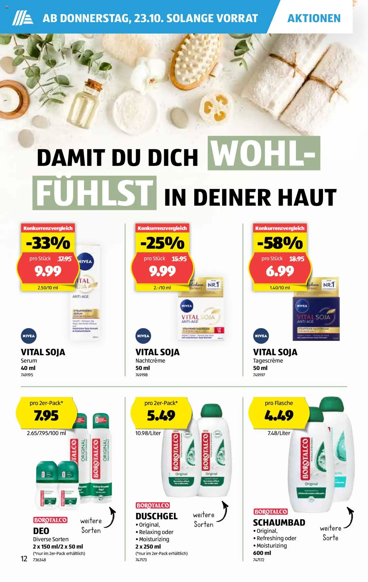 Aldi Aktionen – gültig ab 23.10.2025 | Seite: 13 | Produkte: Serum, Duschgel, Tagescreme, Nachtcreme