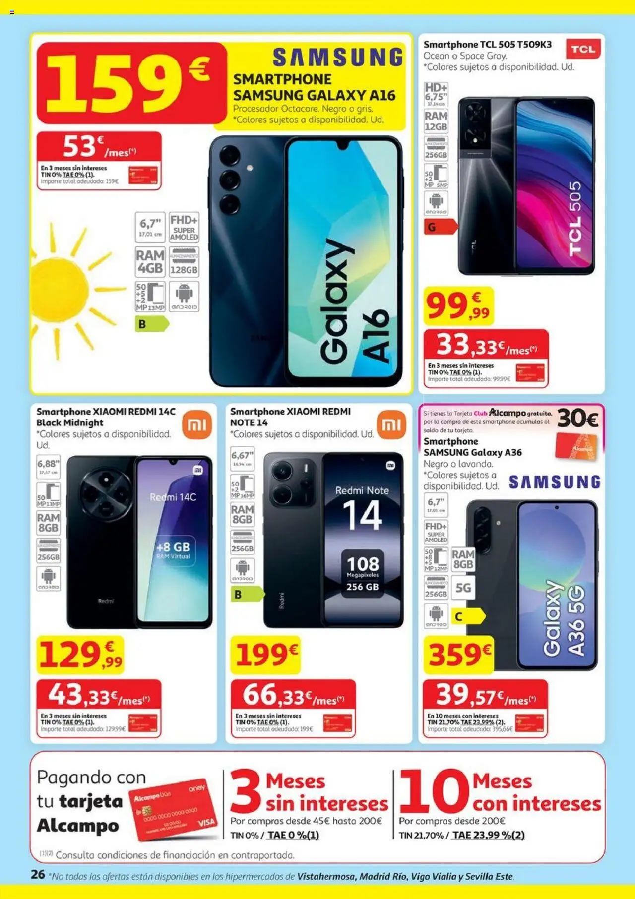 Alcampo - HG Nacional Unificado  │ válido desde el 14.08.2025 | Página: 26 | Productos: Smartphone Samsung, Smartphone Xiaomi, Smartphone