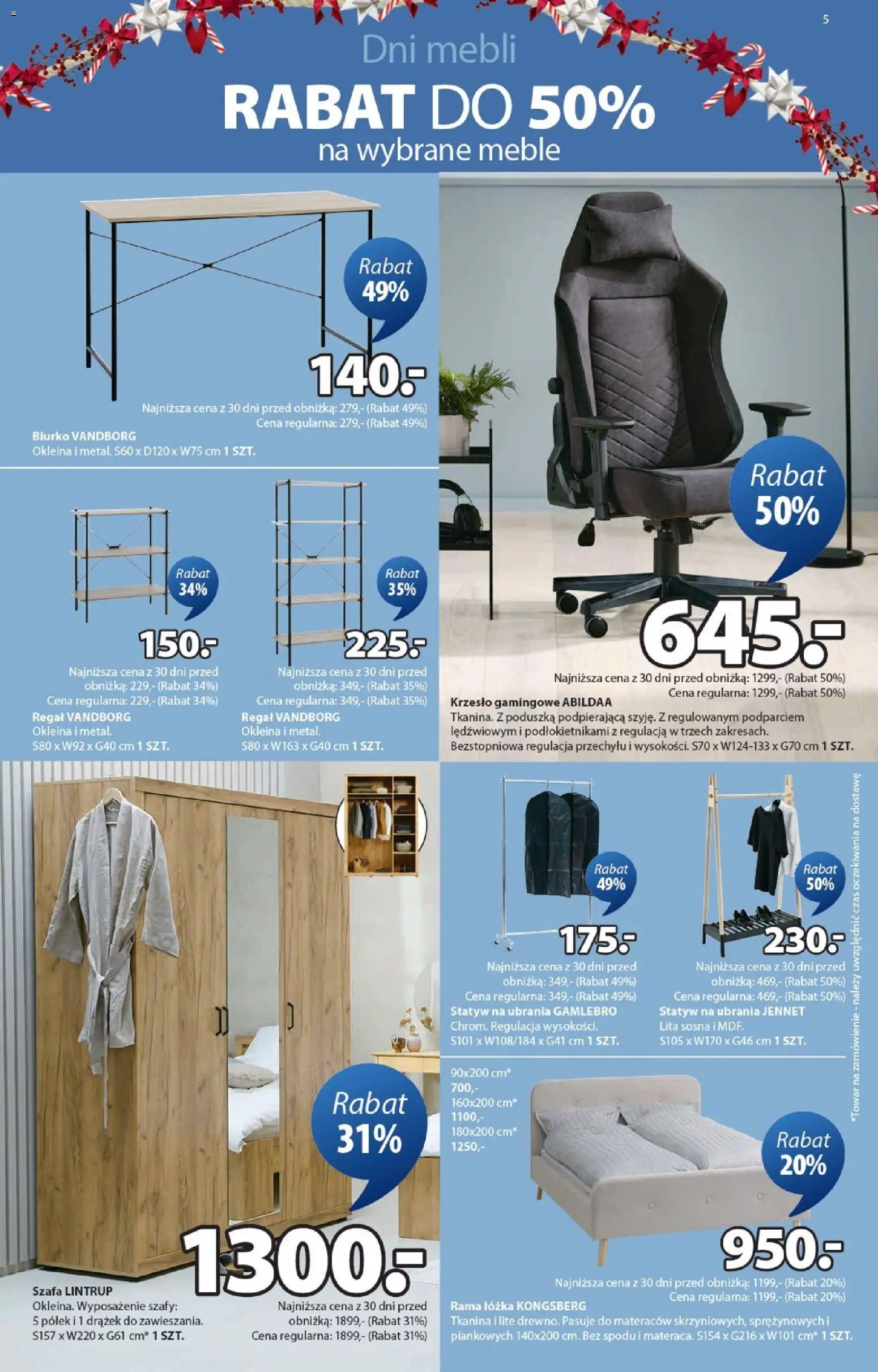 JYSK Gazetka od 10.12.2025 | Strona: 5 | Produkty: Ubrania, Szafa, Krzesło, Biurko