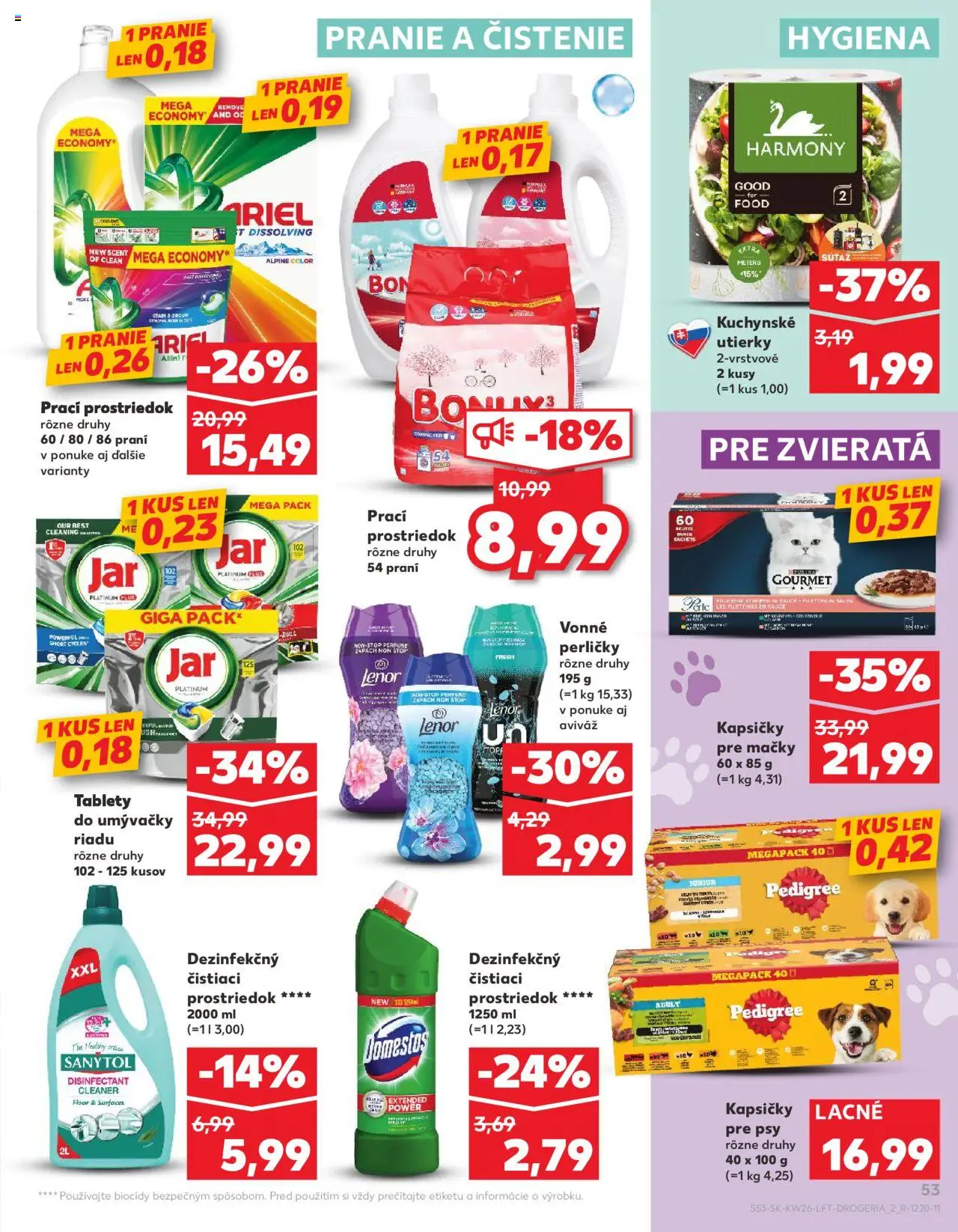 Kaufland Bratislava-Patrónka │ platný od 26.06.2025 | Strana: 53 | Produkty: Aviváž, Tablety do umývačky riadu, Ariel, Jar