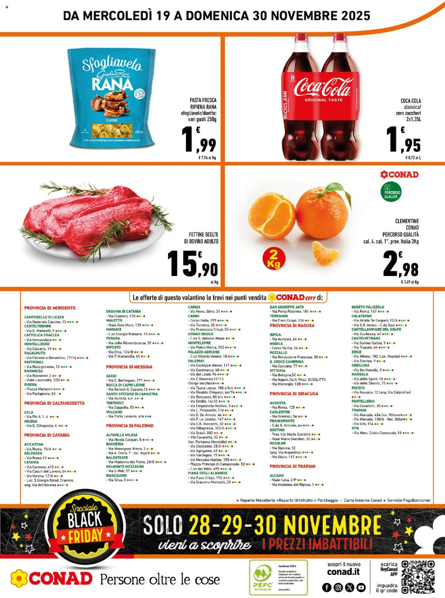 Volantino Conad del 19.11.2025 | Pagina: 16 | Prodotti: Bovino, Pasta, Coca Cola