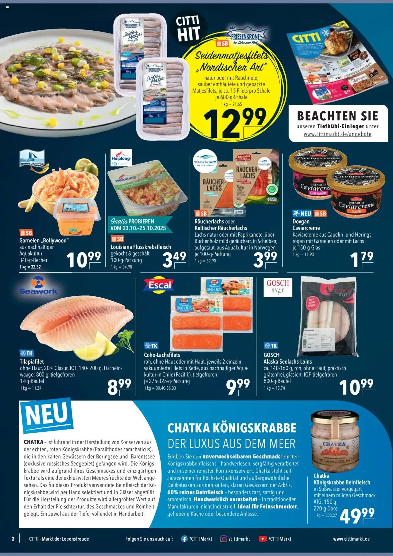 CITTI Markt Prospekt 	 – gültig ab 22.10.2025 | Seite: 2 | Produkte: Ristorante, Garnelen, Fisch, Räucherlachs