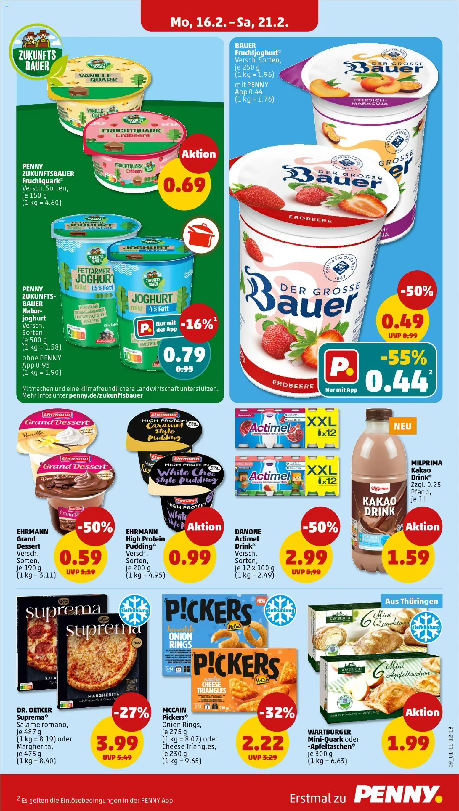 Penny Prospekt 	 – gültig ab 16.02.2026 | Seite: 11 | Produkte: Actimel, Bauer joghurt, McCain, Fruchtjoghurt
