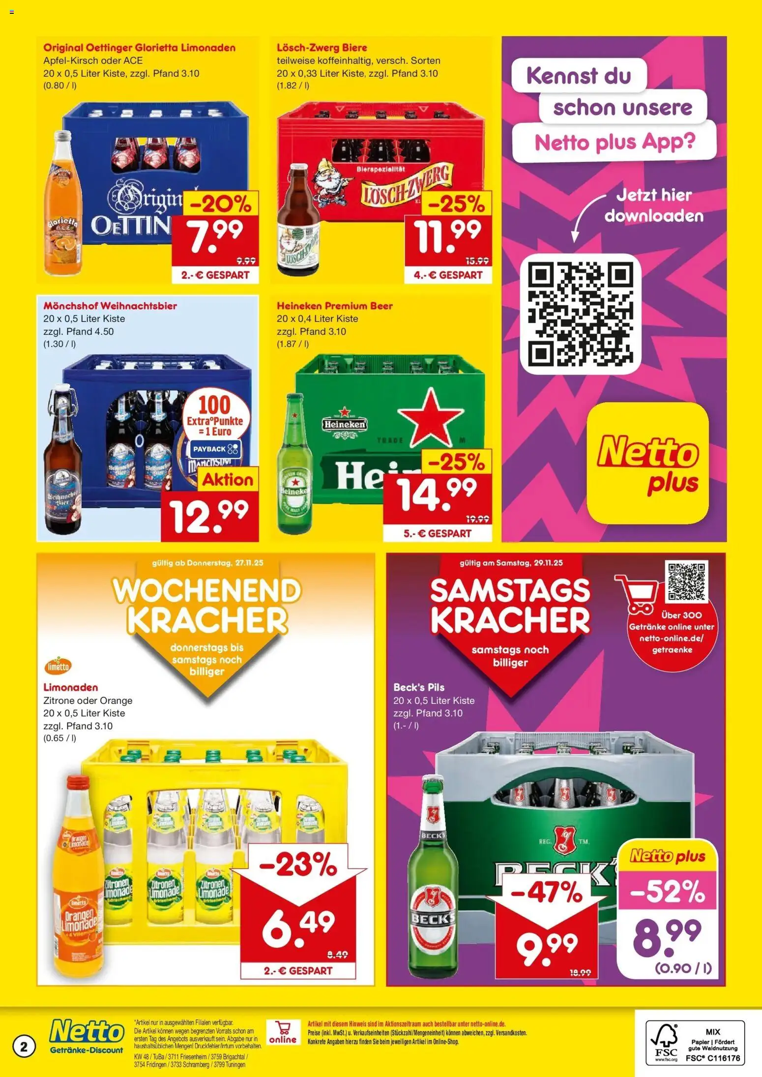 Netto Marken-Discount prospekt Brigachtal	 – gültig ab 24.11.2025 | Seite: 2 | Produkte: Limonade, Oettinger, Heineken, Zitrone
