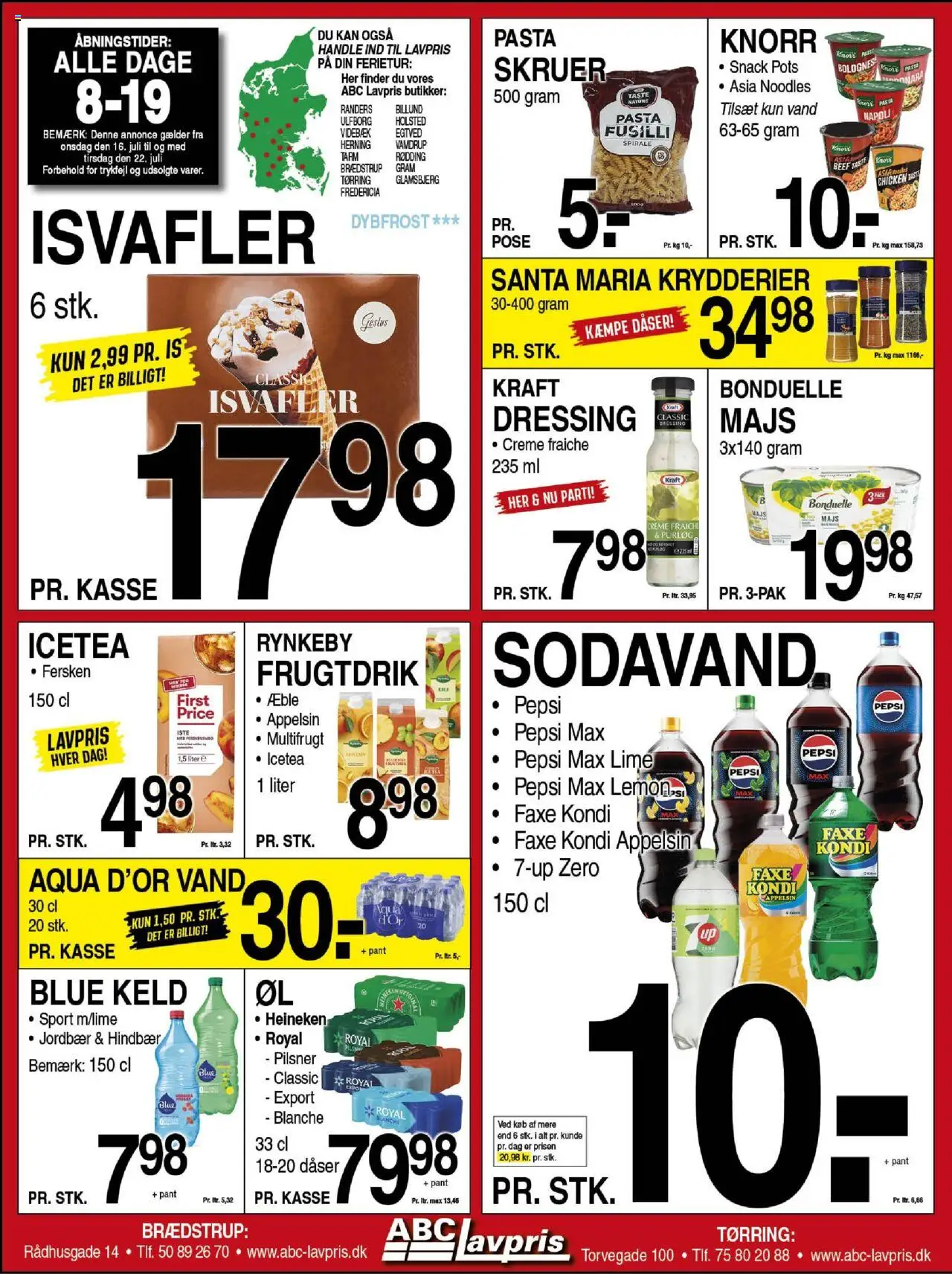 Abc Lavpris Tilbudsavis gyldig fra 16.07.2025 | Side: 1 | Produkter: Pasta, Sodavand, Iste, Pepsi