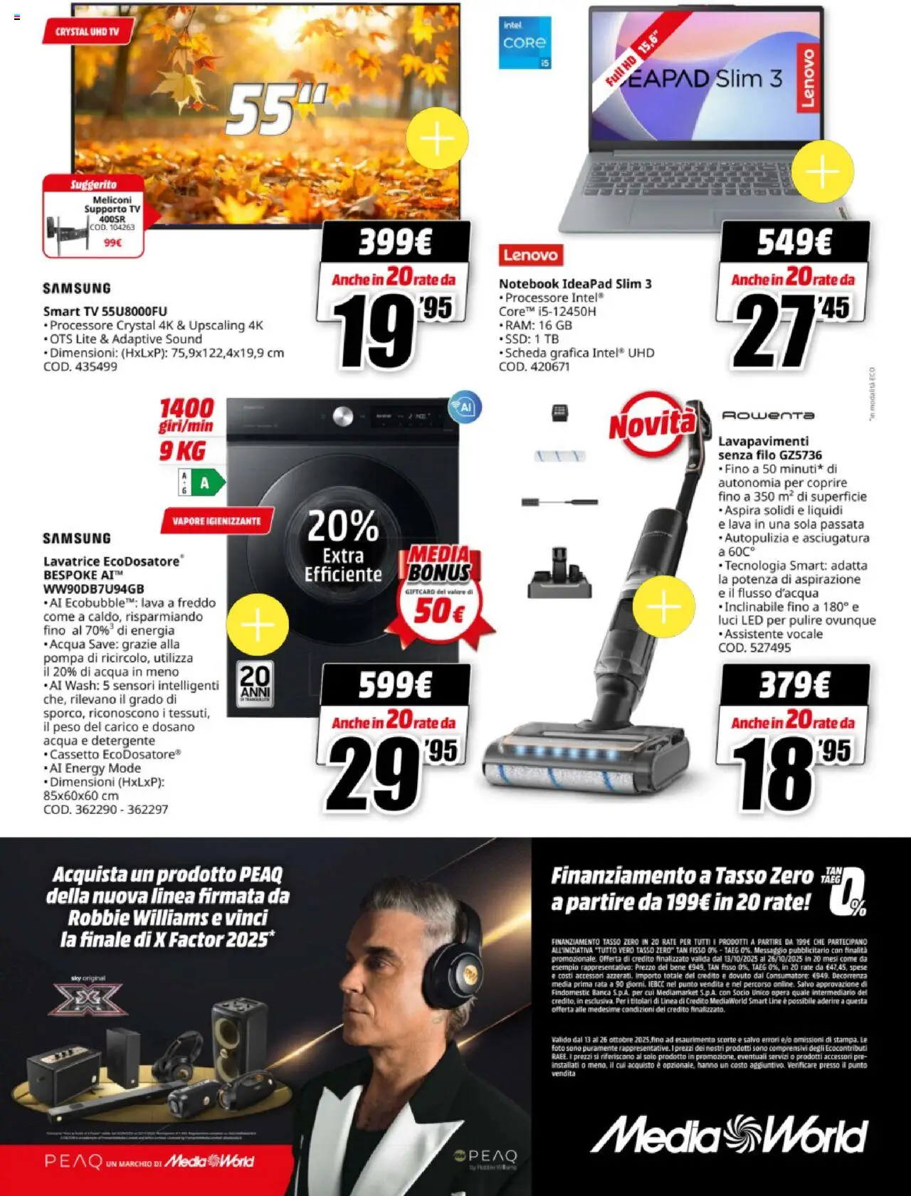 Volantino Media World del 13.10.2025 | Pagina: 35 | Prodotti: Detergente, smart TV, TV, Samsung