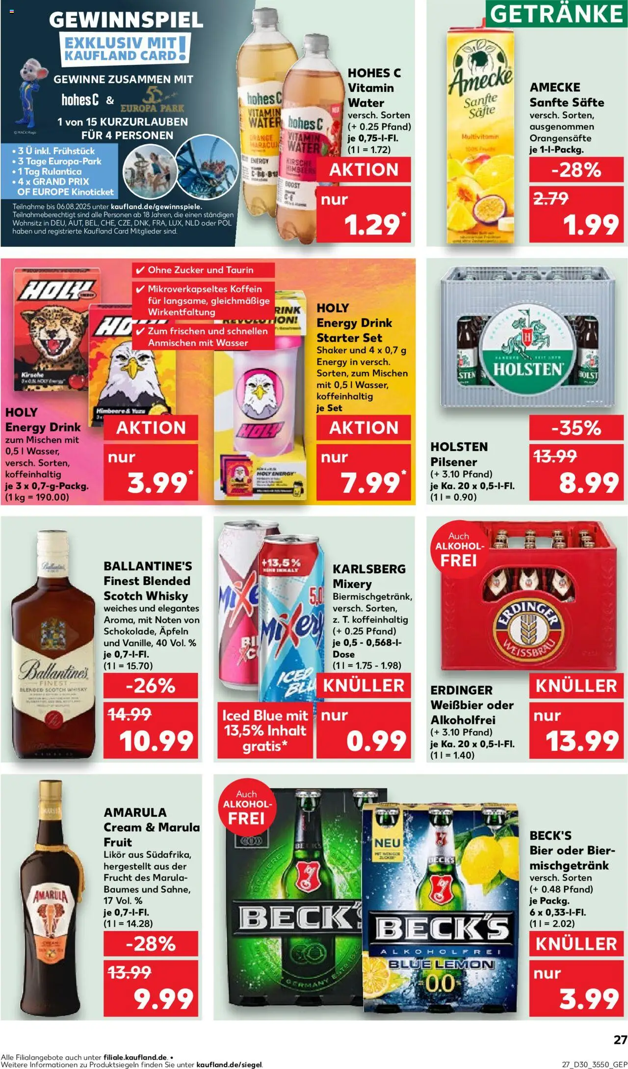 Kaufland Prospekt 	 - gültig ab dem 24.07.2025 | Seite: 27 | Produkte: Whisky, Bier, Holsten, Wasser