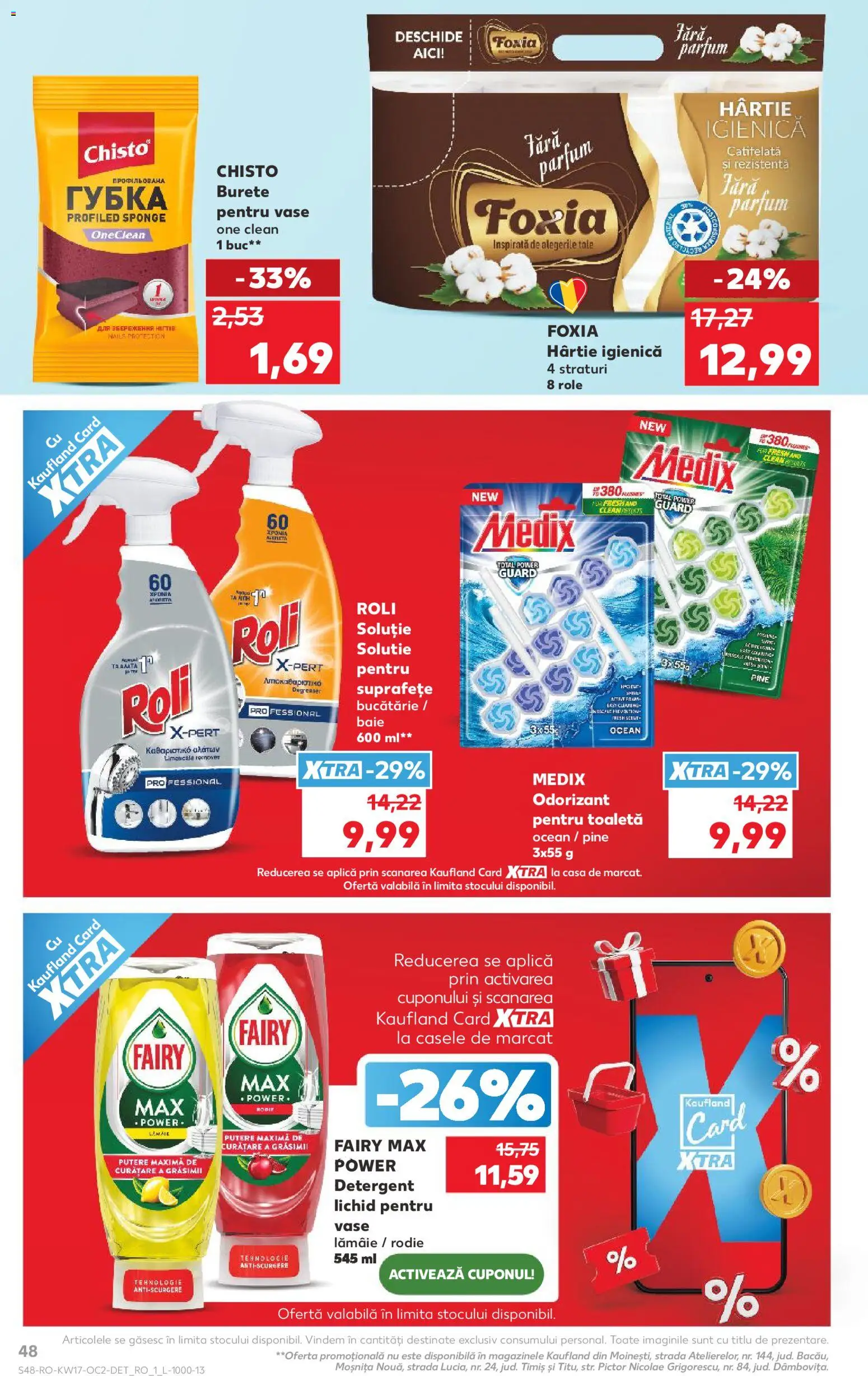 Noul catalog Kaufland – valabil de la 22.04.2026 | Pagină: 48 | Produse: Role, Toaletă, Burete, Lămâie