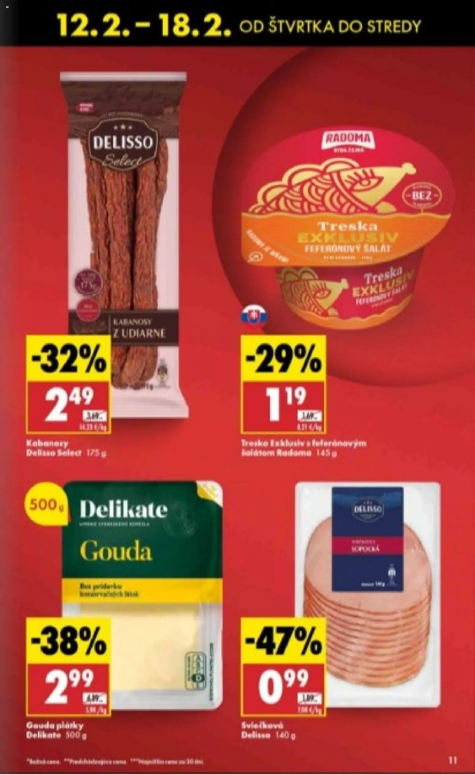 Nové Biedronka akcie – leták je platný od 12.02.2026 | Strana: 11 | Produkty: Gouda, Šalát, Treska