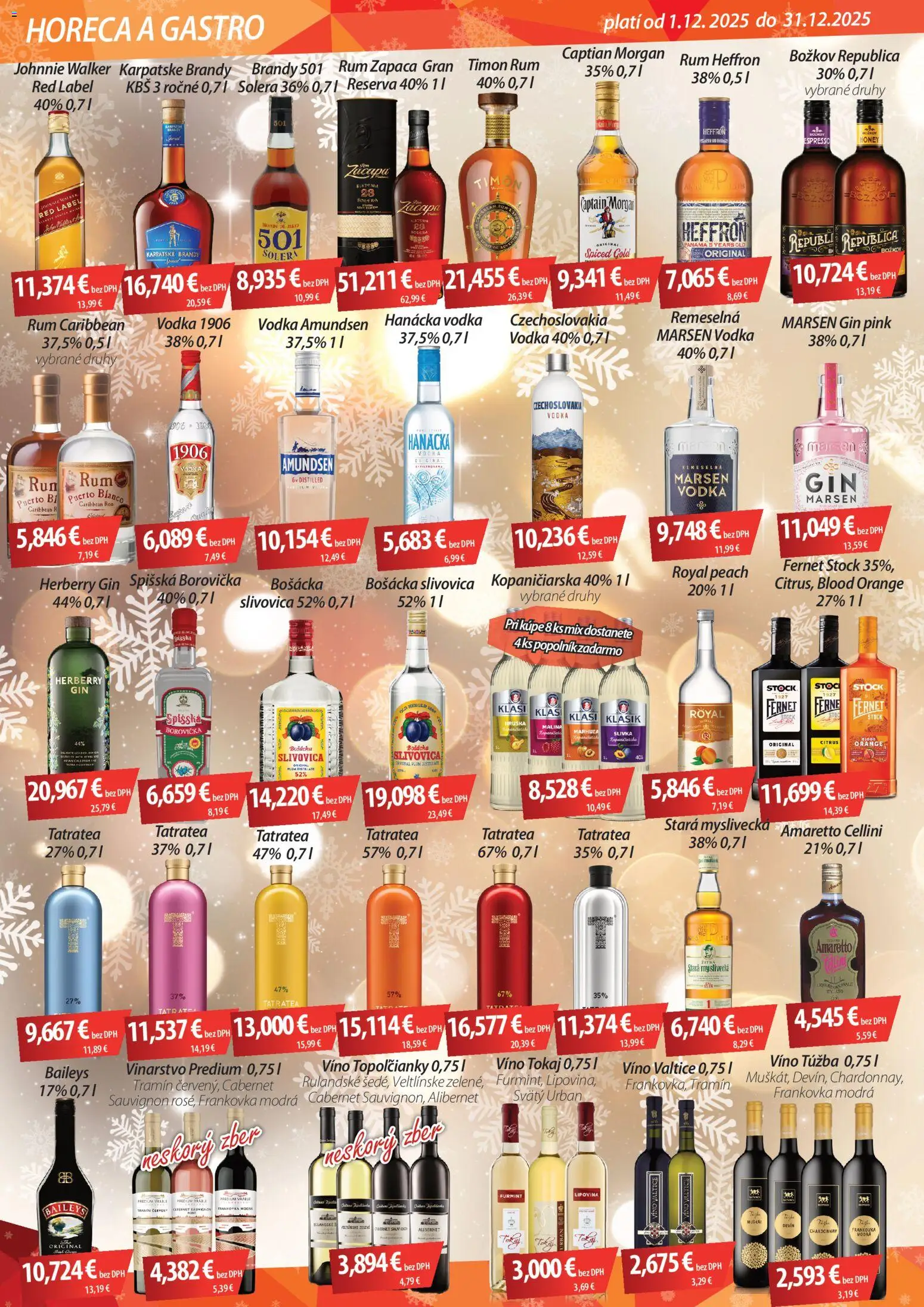 Nové CBA Verex akcie – leták je platný od 01.12.2025 | Strana: 2 | Produkty: Víno, Republica, Brandy, Vodka