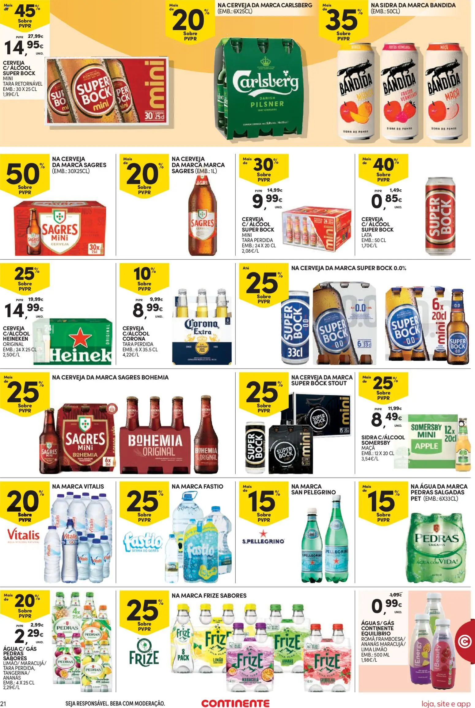 Continente Semanal Continente Bom Dia │ válido de 06.01.2026 | Página: 21 | Produtos: Agua, Super bock, Cerveja, Água mineral