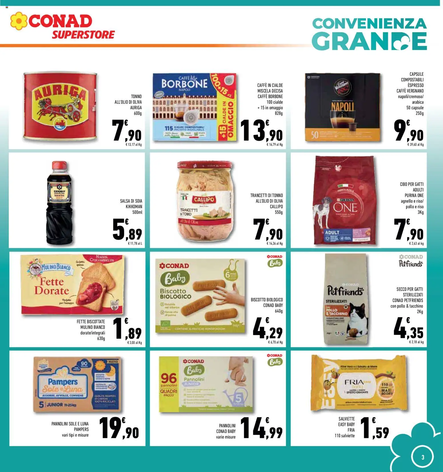 Volantino Conad del 14.01.2026 | Pagina: 3 | Prodotti: Salsa, Olive, Caffè in cialde, Vaso