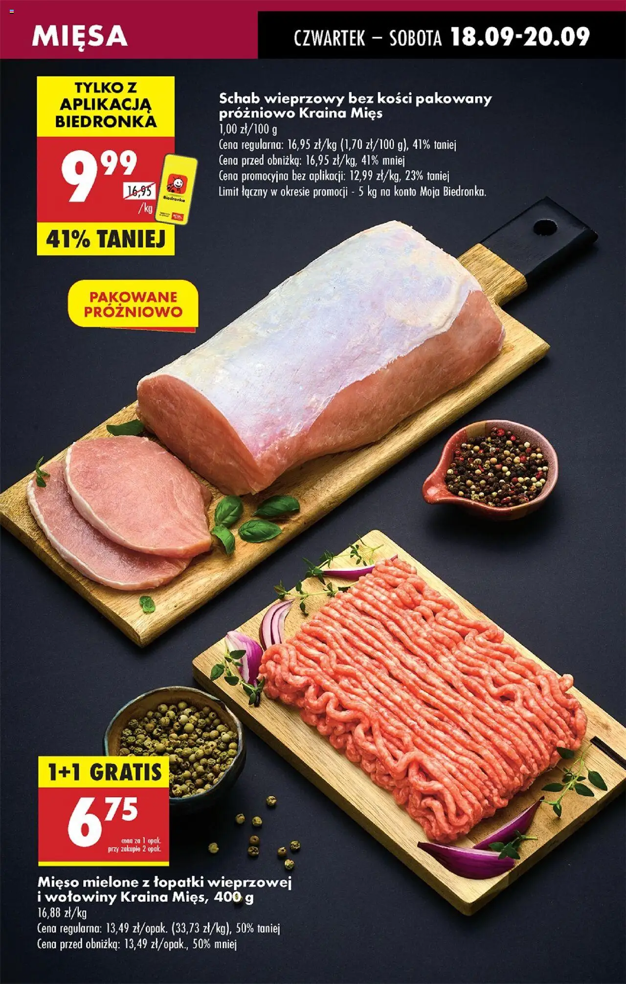 Biedronka gazetka - Oferta w tym tygodniu od 18.09.2025 | Strona: 27 | Produkty: Schab, Mięso, Kraina mięs, Schab wieprzowy bez kości