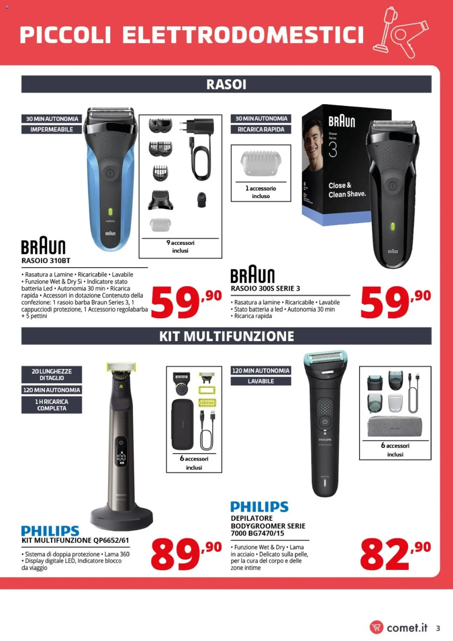 Volantino Comet del 24.04.2026 | Pagina: 3 | Prodotti: Rasoio, Regolabarba, Batteria