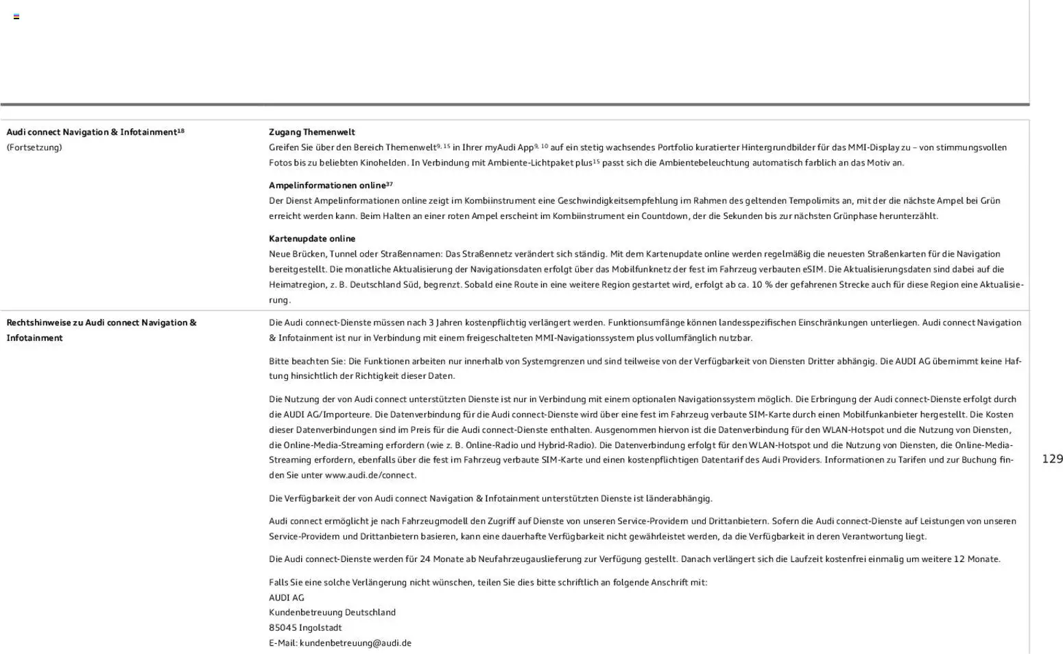 Audi Q8 – gültig ab 06.11.2025 | Seite: 129 | Produkte: Navigation, Navigationssystem