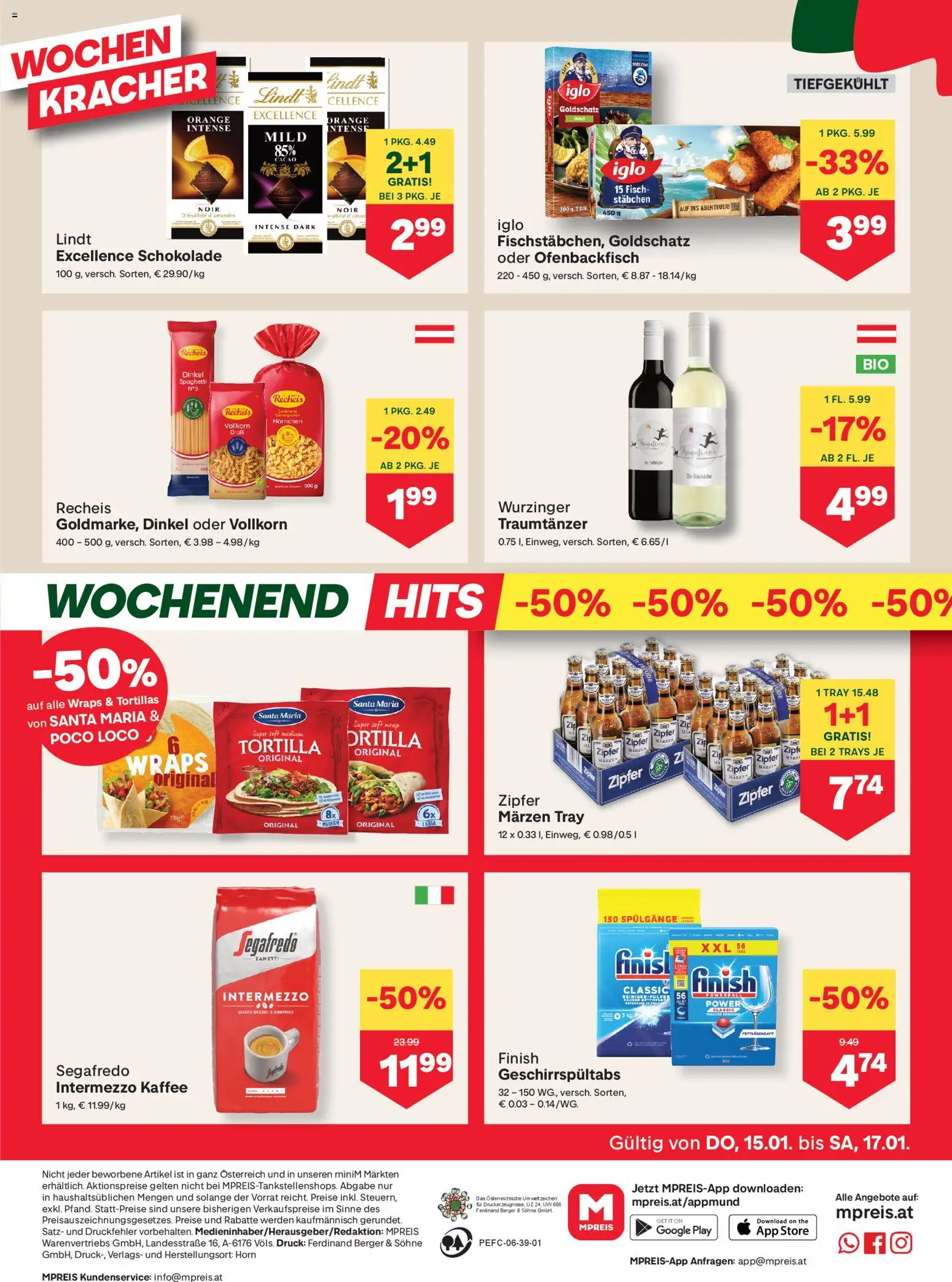 MPREIS Oberösterreich gültig ab 22.01.2026 | Seite: 12 | Produkte: Drucker, Hajdina liszt, Schokolade, Fisch