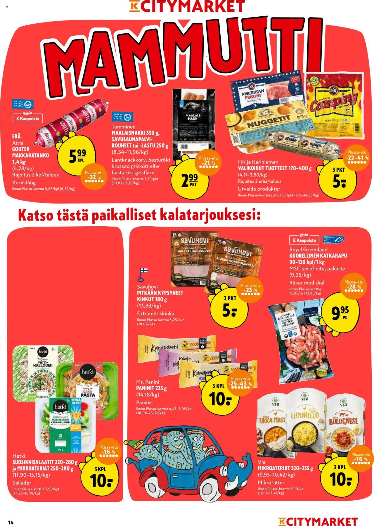  | Sivu: 14 | Tuotteet: Kana, Katkarapu, Halloumi, Pasta