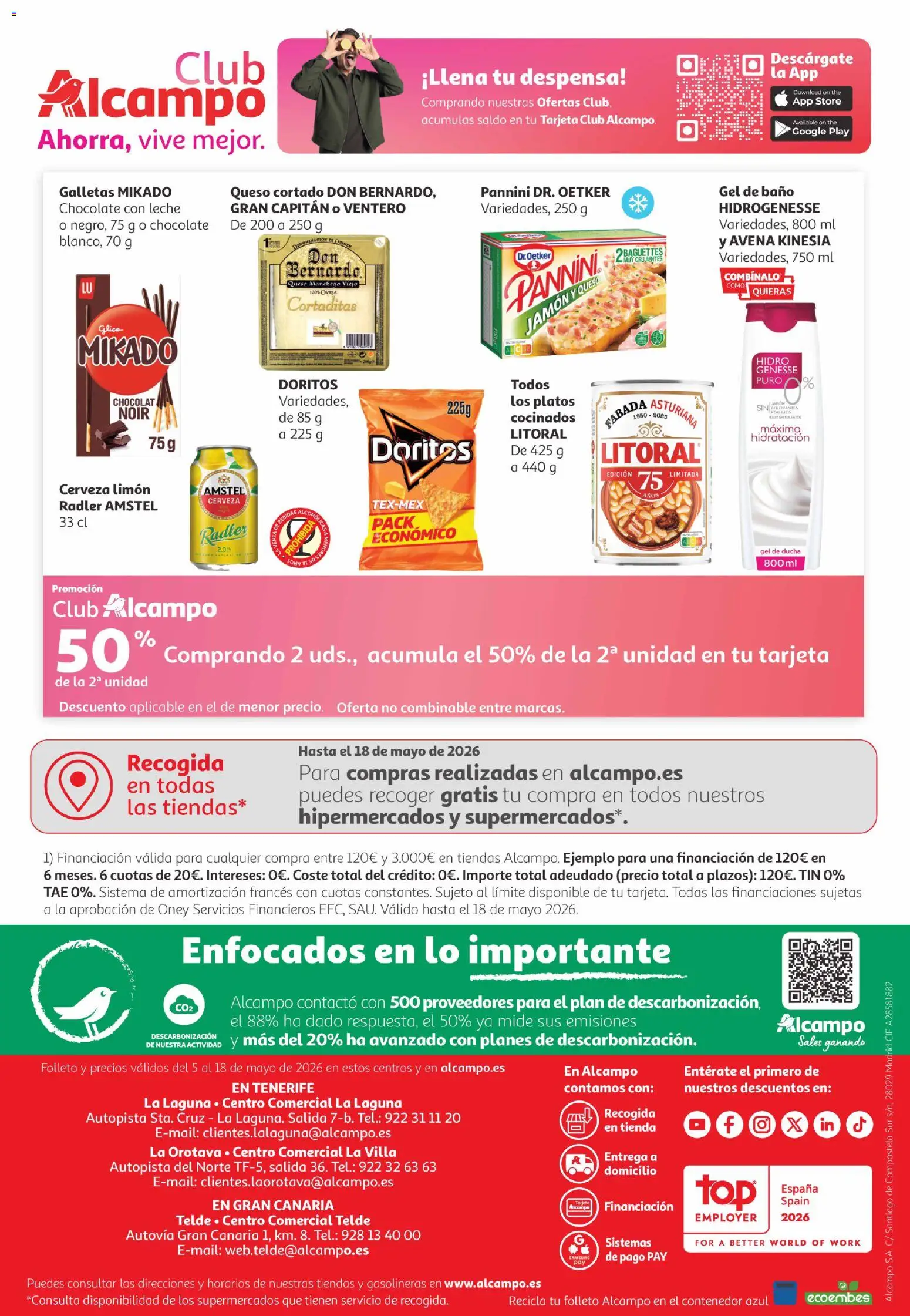 Alcampo Canarias │ válido desde el 05.05.2026 | Página: 32 | Productos: Queso, Jamón, Chocolate con leche, Ducha