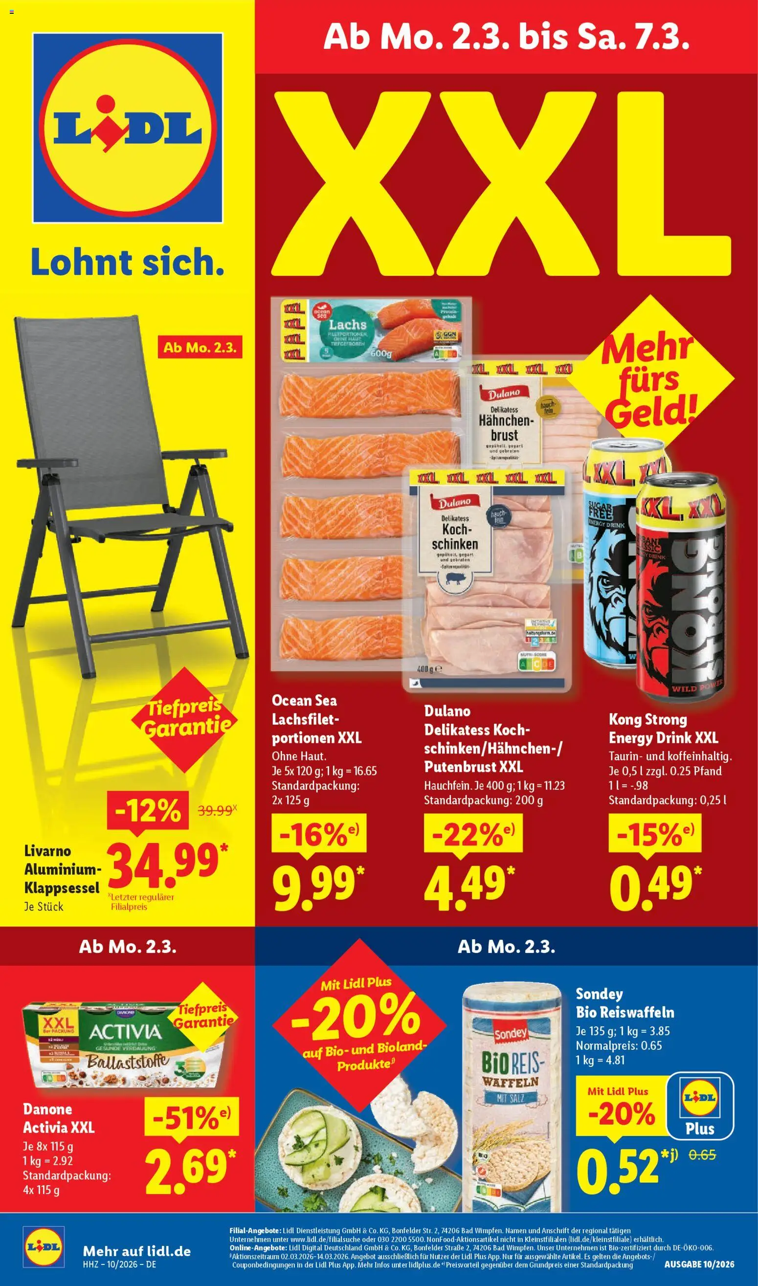 Lidl Prospekt Hohenkirchen – gültig ab 02.03.2026 | Seite: 1 | Produkte: Hahnchen, Energy, Bad, Lachs