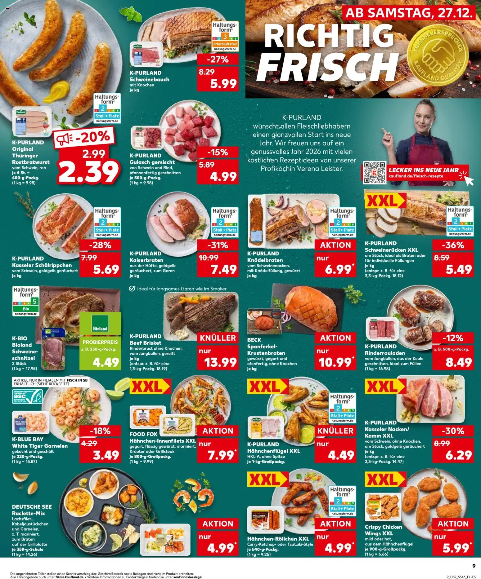 Kaufland prospekt Köln	 – gültig ab 27.12.2025 | Seite: 9 | Produkte: Schweinebauch, Garnelen, Gulasch, Tiger garnelen