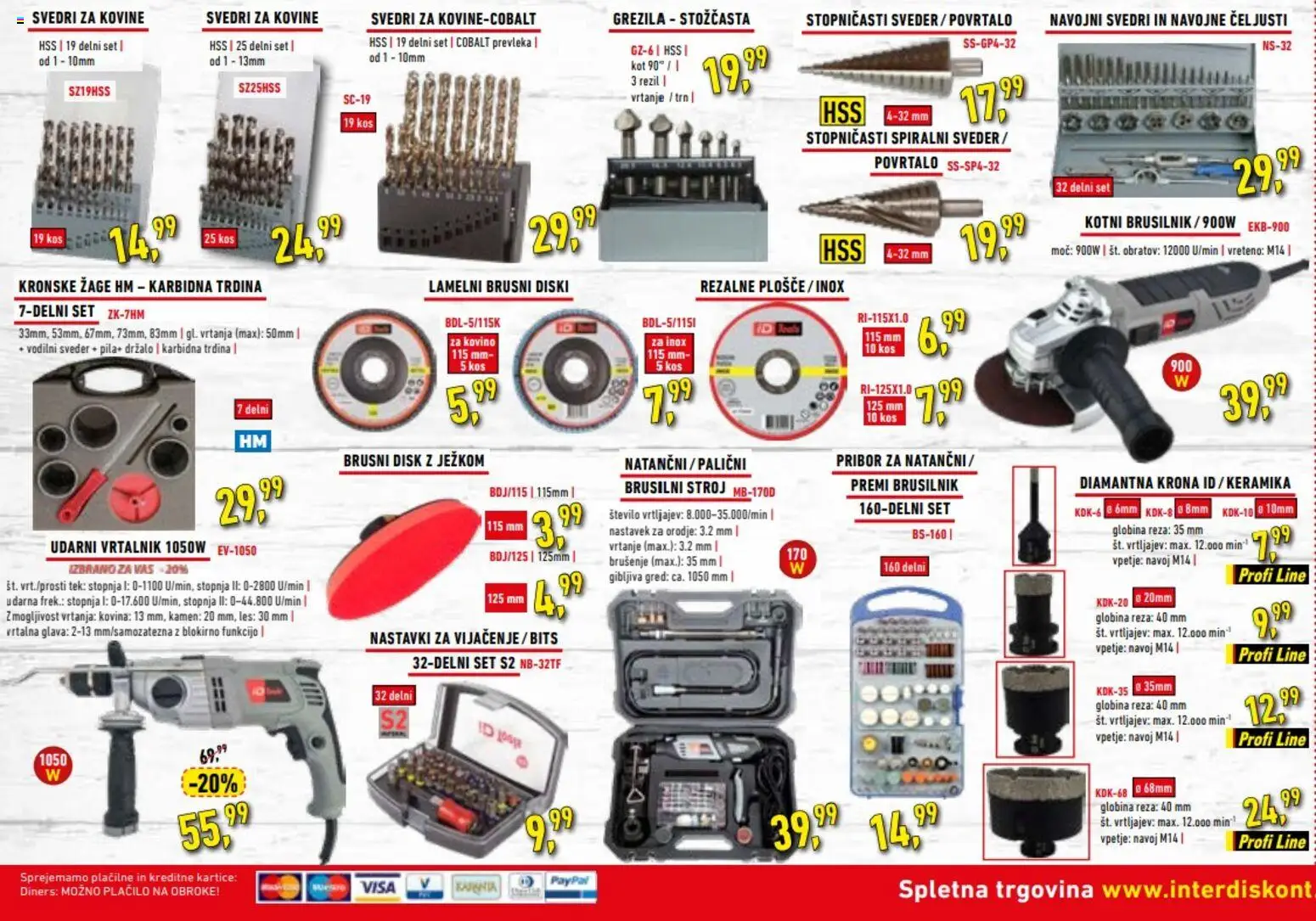 Novi Inter Diskont katalog ponudbe – veljaven od 20.01.2026 | Stran: 4 | Izdelki: Orodje, Kos, Vrtalnik, Brusilnik