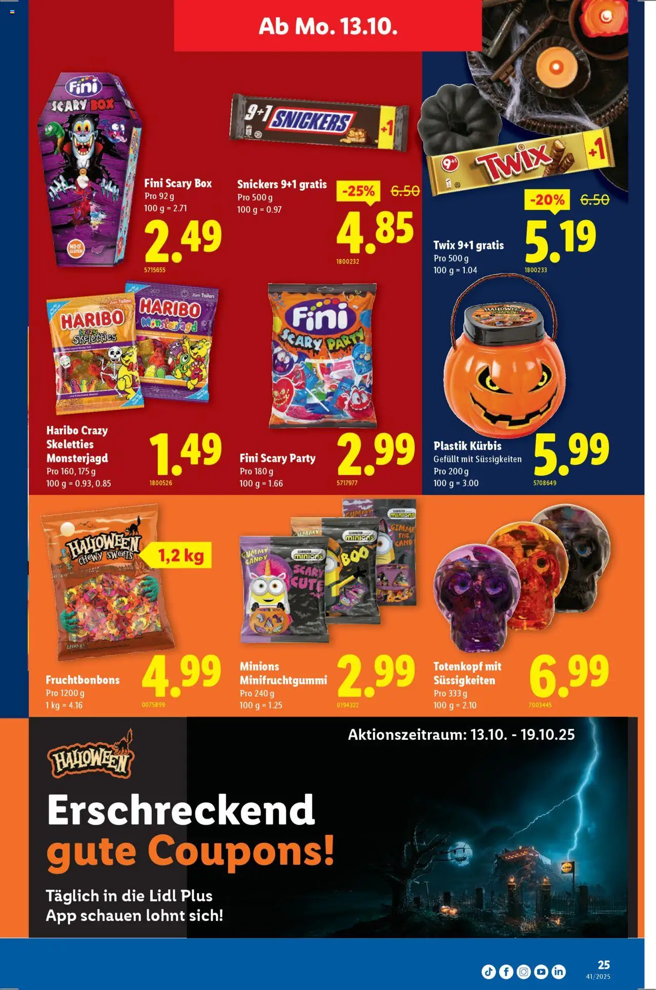 Lidl Aktionen – gültig ab 09.10.2025 | Seite: 25 | Produkte: Box, Snickers, Twix, Süßigkeiten