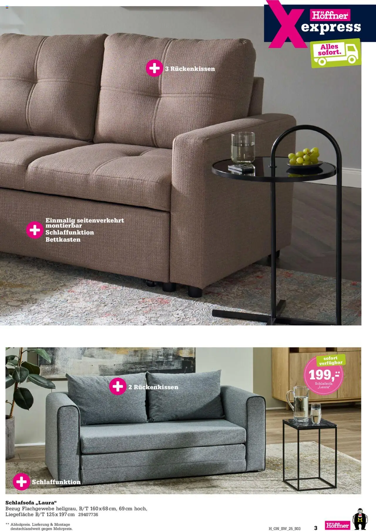 Höffner Express Spezial – gültig ab 15.10.2025 | Seite: 3 | Produkte: Schlafsofa