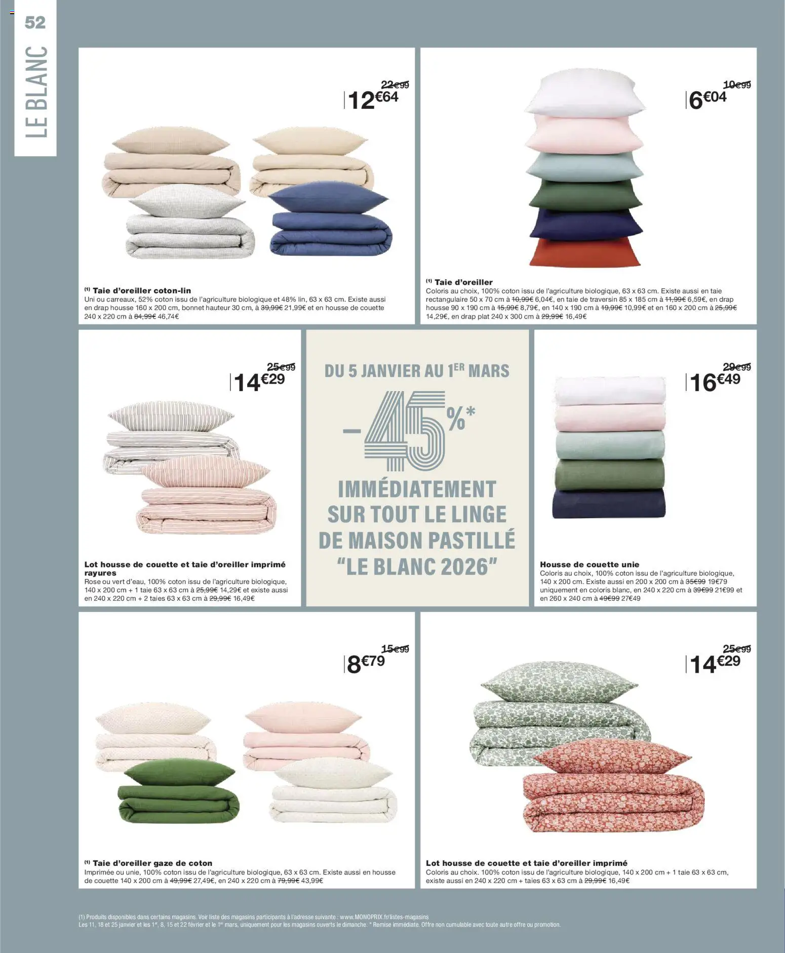 {H1} | Page: 52 | Produits: Bonnet, Coton, Housse de couette, Couette