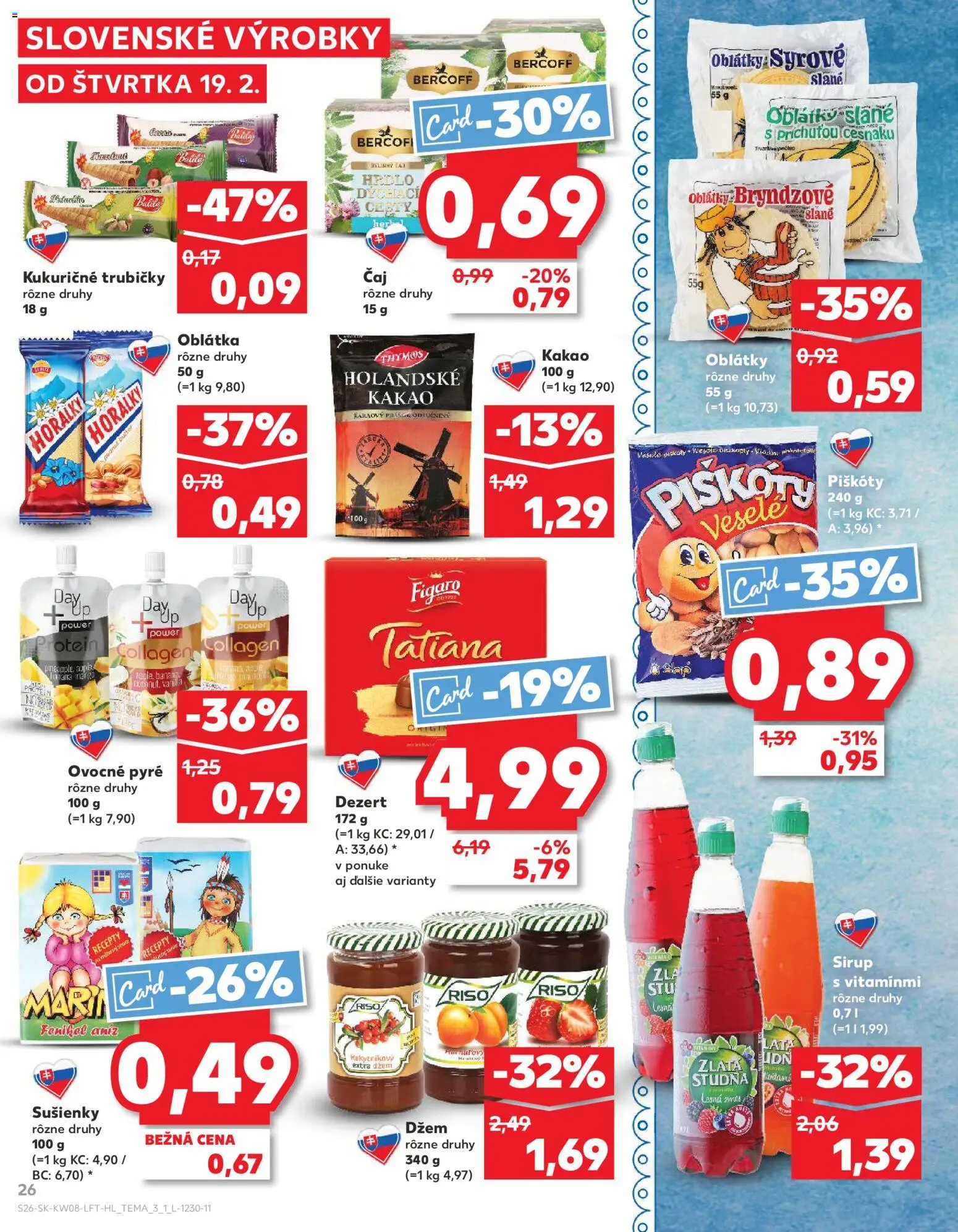 Nové Kaufland akcie – leták je platný od 19.02.2026 | Strana: 26 | Produkty: Čaj, Protein, Horálky, Kakao