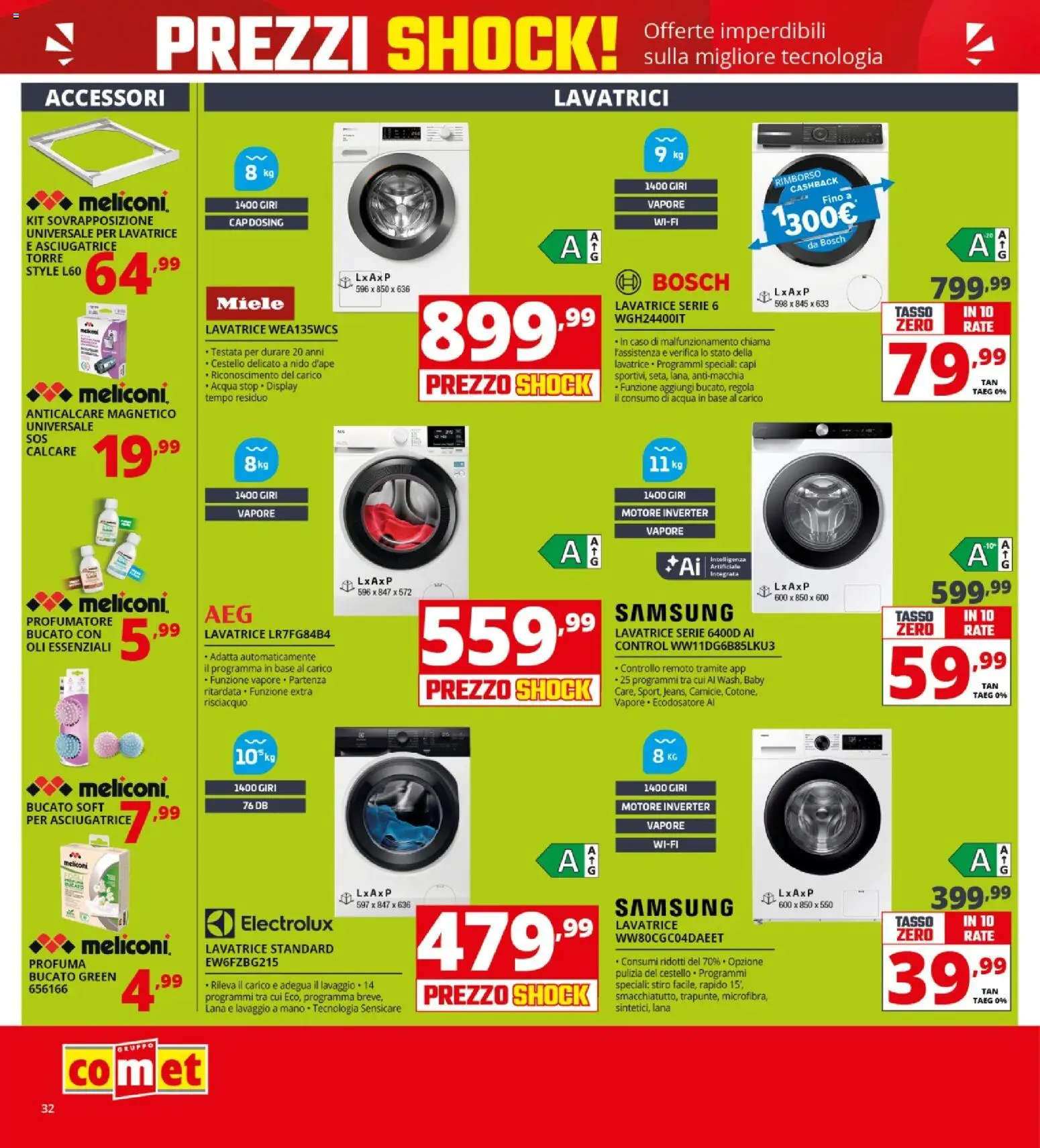 Volantino Comet del 23.04.2026 | Pagina: 32 | Prodotti: Anticalcare, Acqua, Lavatrice, Miele