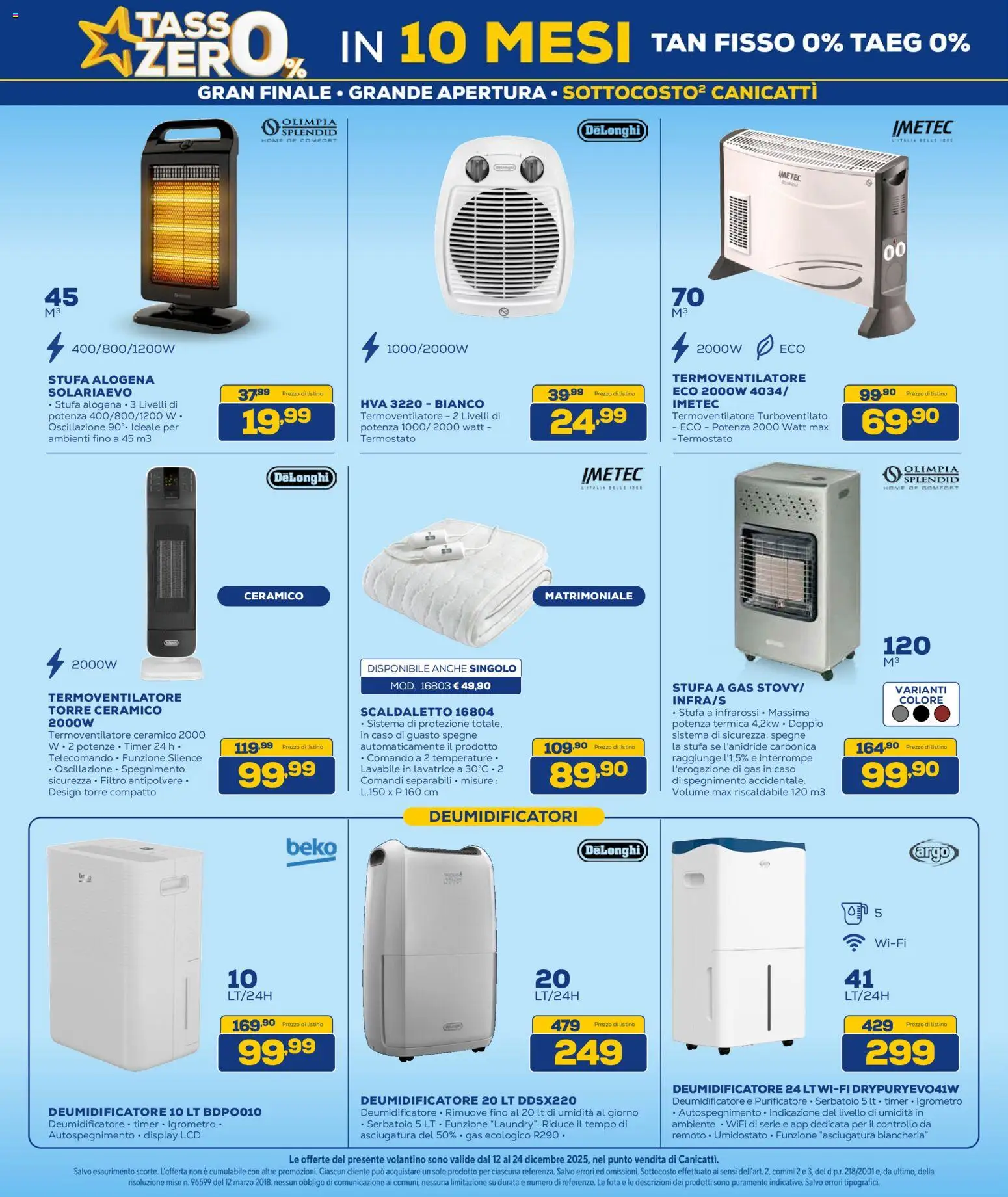 Volantino Euronics del 12.12.2025 | Pagina: 23 | Prodotti: Deumidificatore, Telecomando, Stufa, Lavatrice
