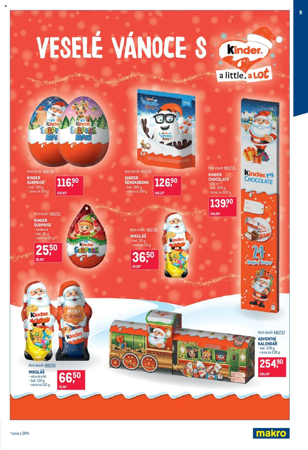 Makro leták - Mikulášské čokolády od 08.10.2025 | Strana: 9 | Produkty: Schoko Bons, Adventní kalendář, Kalendář, Kinder adventní kalendář