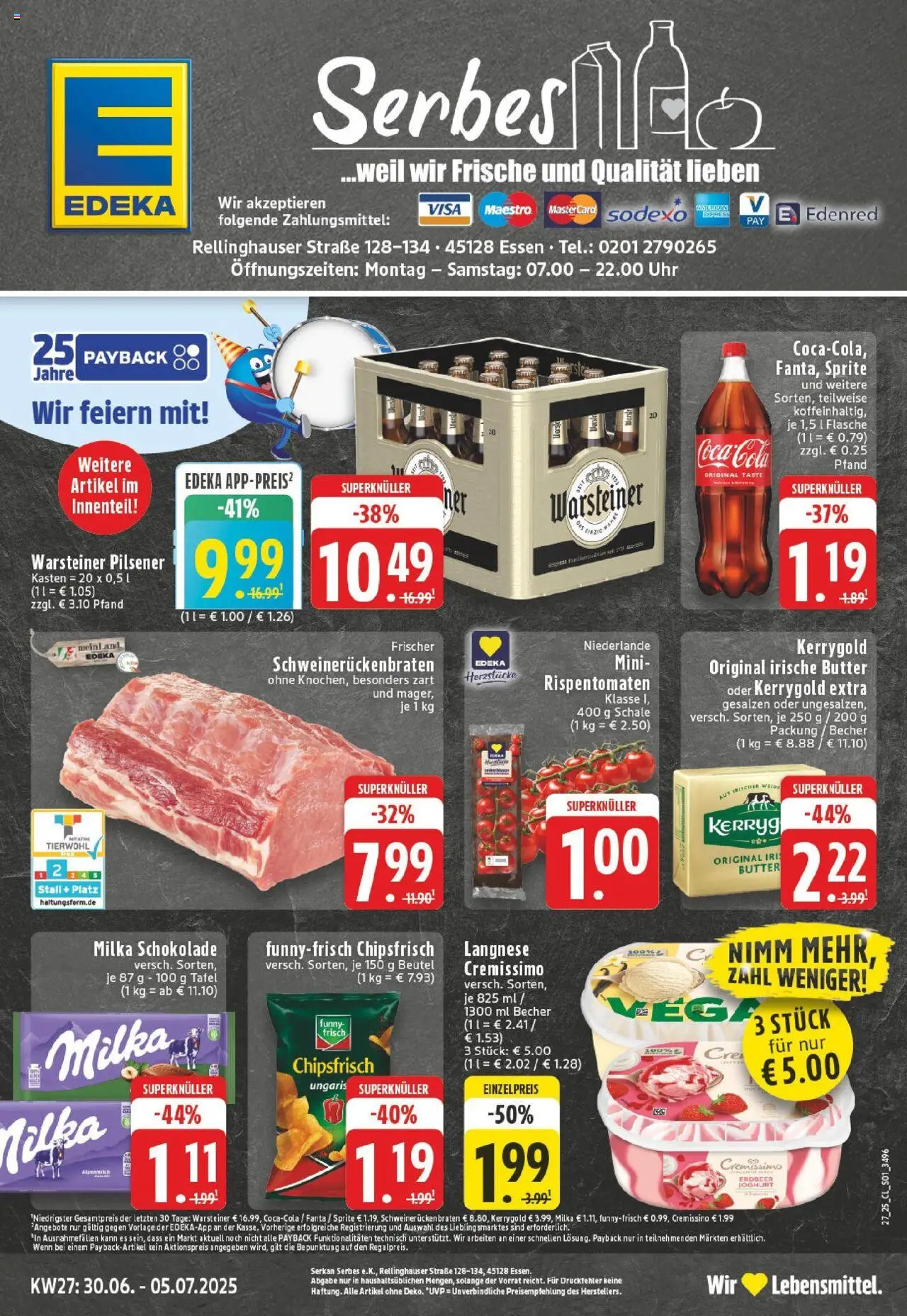 Edeka prospekt Essen	 - gültig ab dem 29.06.2025 | Seite: 1 | Produkte: Fanta, Joghurt, Warsteiner, Chips