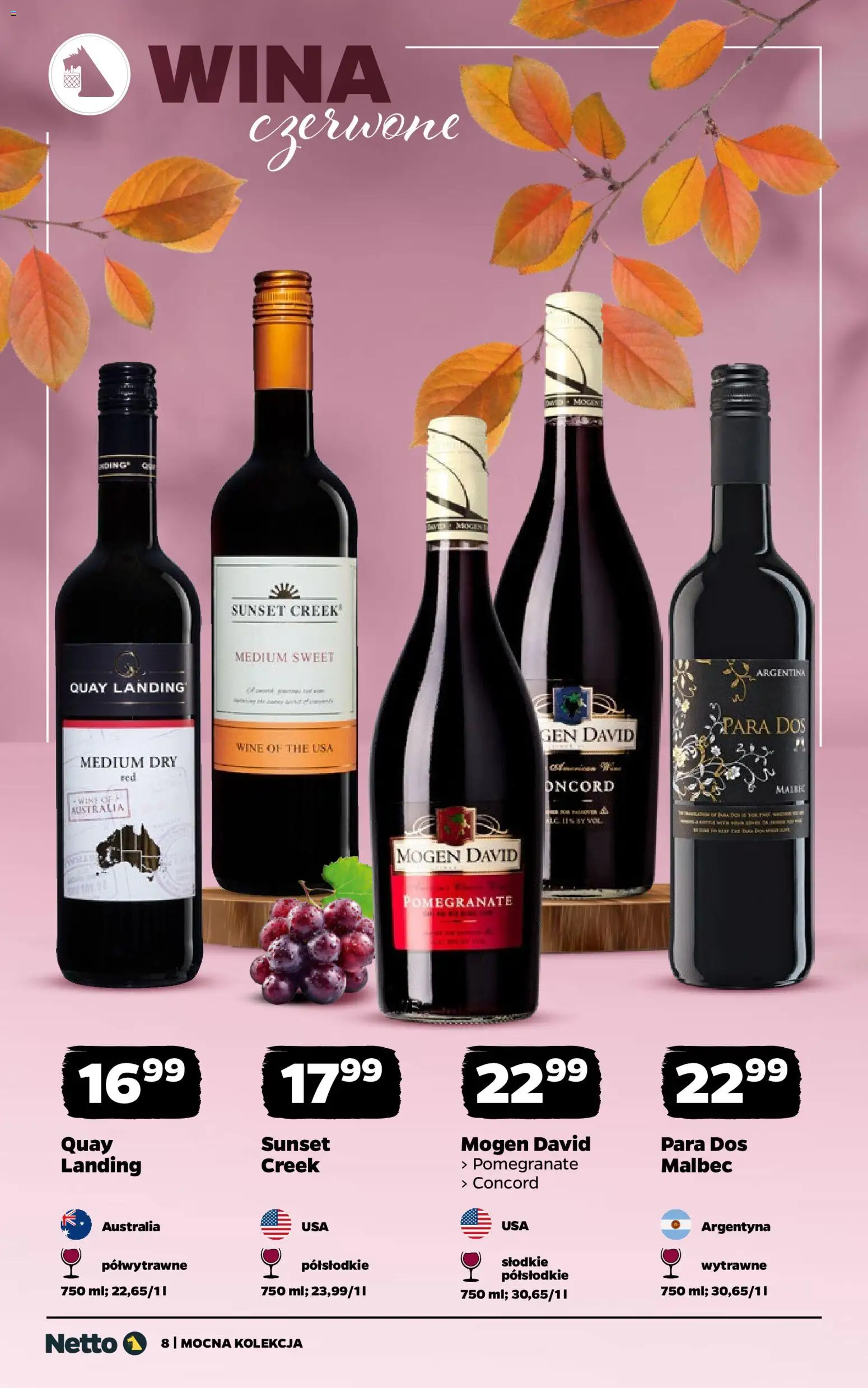 Netto gazetka - Wina od 10.11.2025 | Strona: 8 | Produkty: Mogen david pomegranate