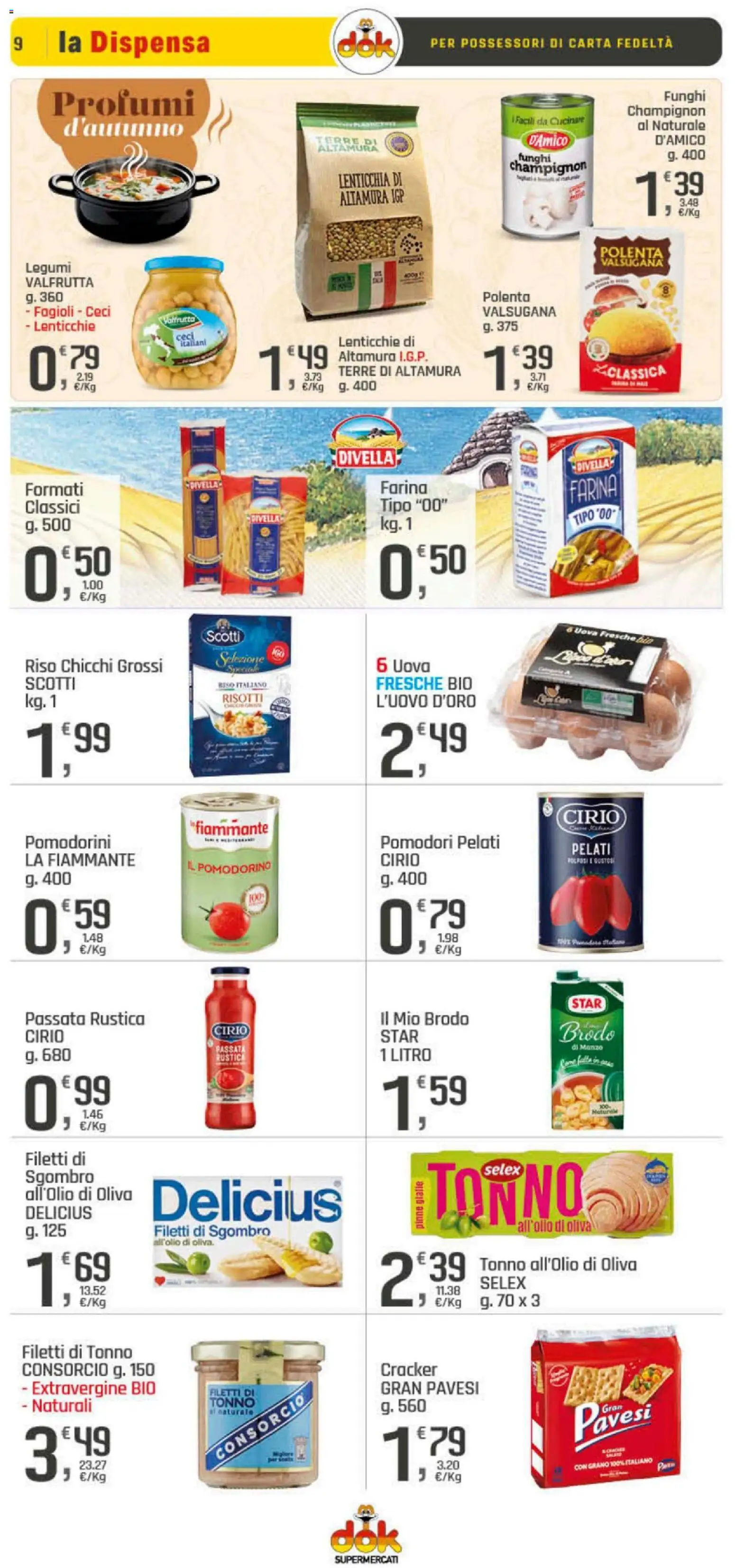 Volantino DOK del 06.11.2025 | Pagina: 9 | Prodotti: Uova, Ceci, Fagioli, Tonno