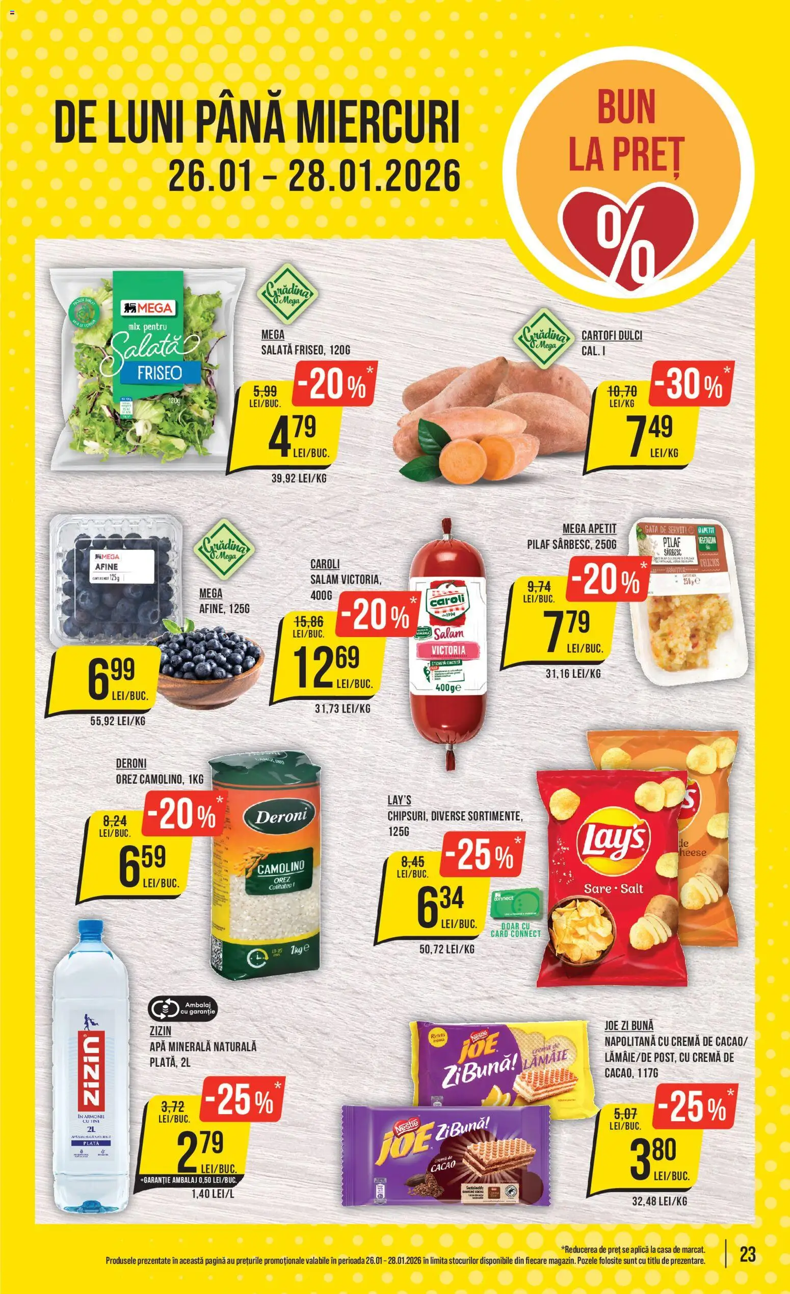 Noul catalog Mega Image – valabil de la 22.01.2026 | Pagină: 23 | Produse: Afine, Yazı tahtası kalemi, Salam, Lămâie