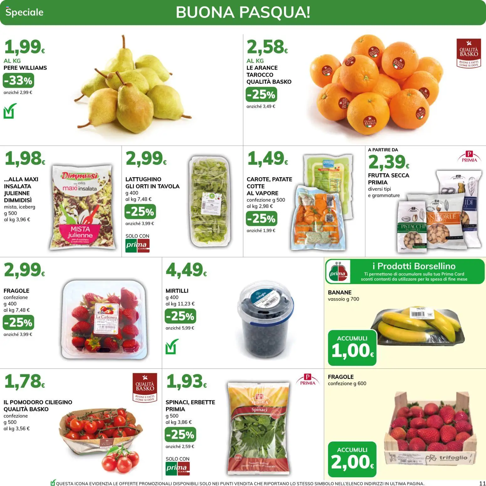 Volantino Basko del 24.03.2026 | Pagina: 11 | Prodotti: Banane, Patate, Zucchero, Spinaci