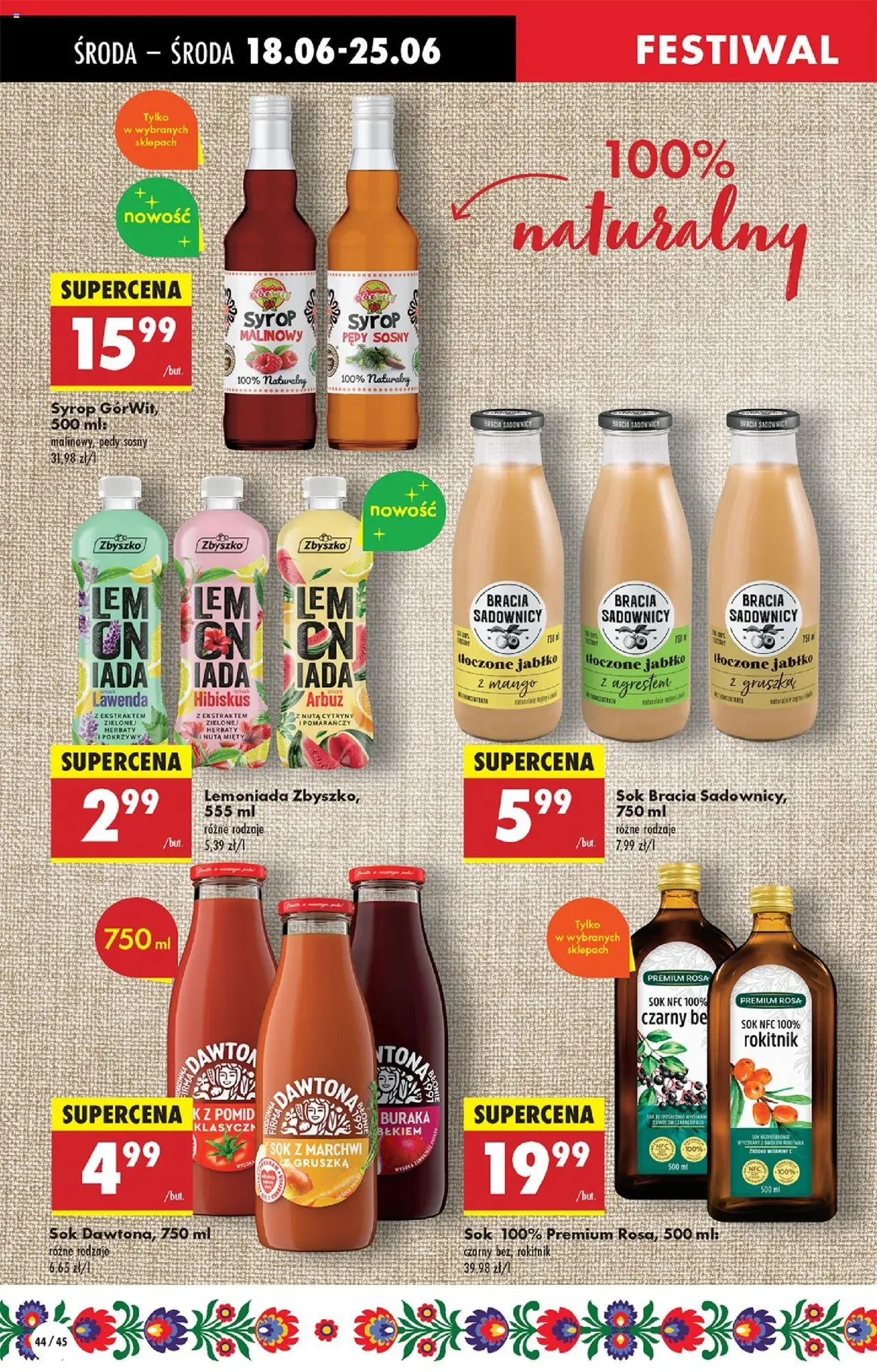 Biedronka gazetka - Oferta W tym tygodniu od 18.06.2025 | Strona: 48 | Produkty: Syrop, Gruszka, Syrop malinowy, Cytryny