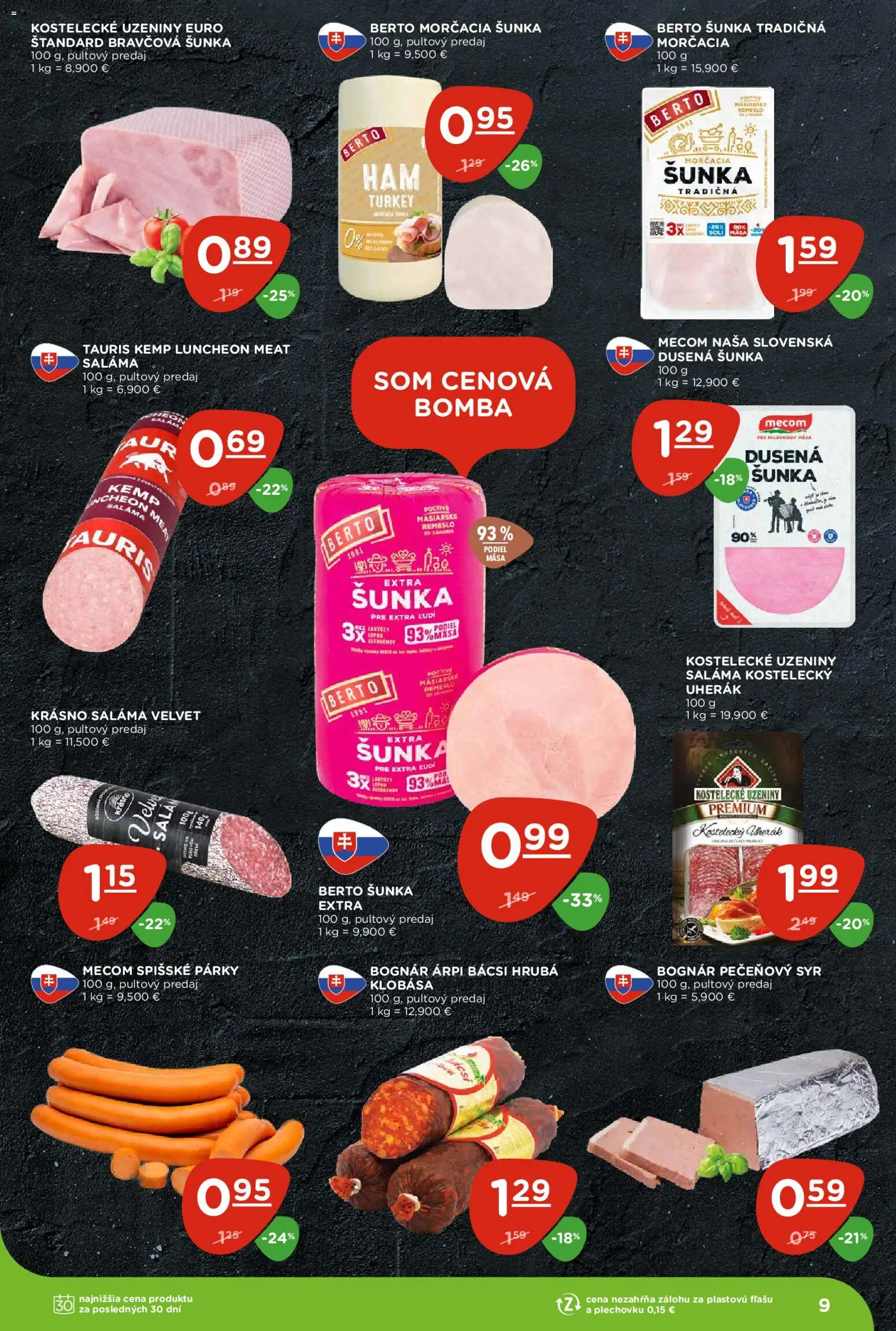 Nové Terno akcie – leták je platný od 12.03.2026 | Strana: 9 | Produkty: Syr, Saláma, Klobása, Párky